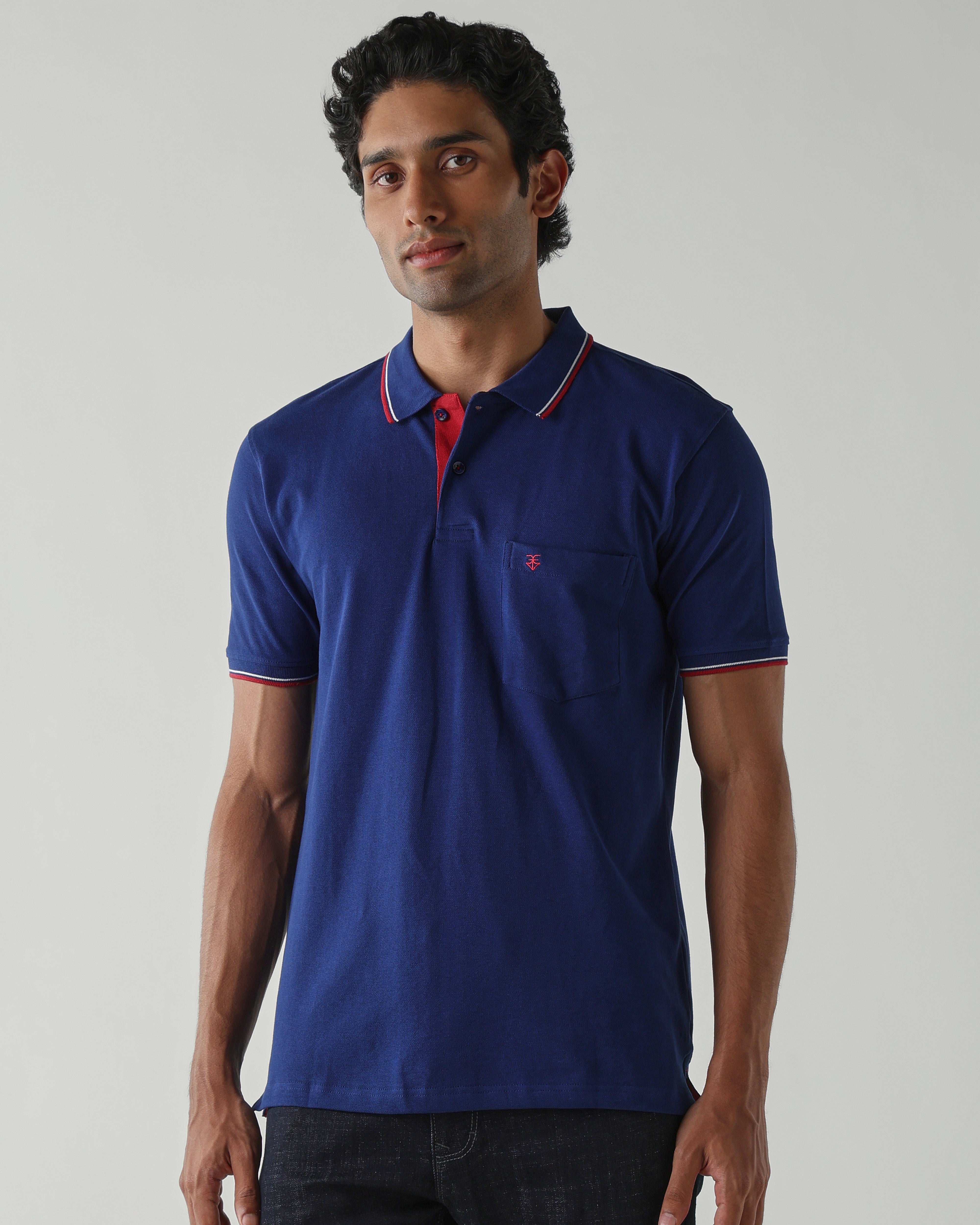 Topwear Premium Pique Knit Fabric T-Shirts – Navy