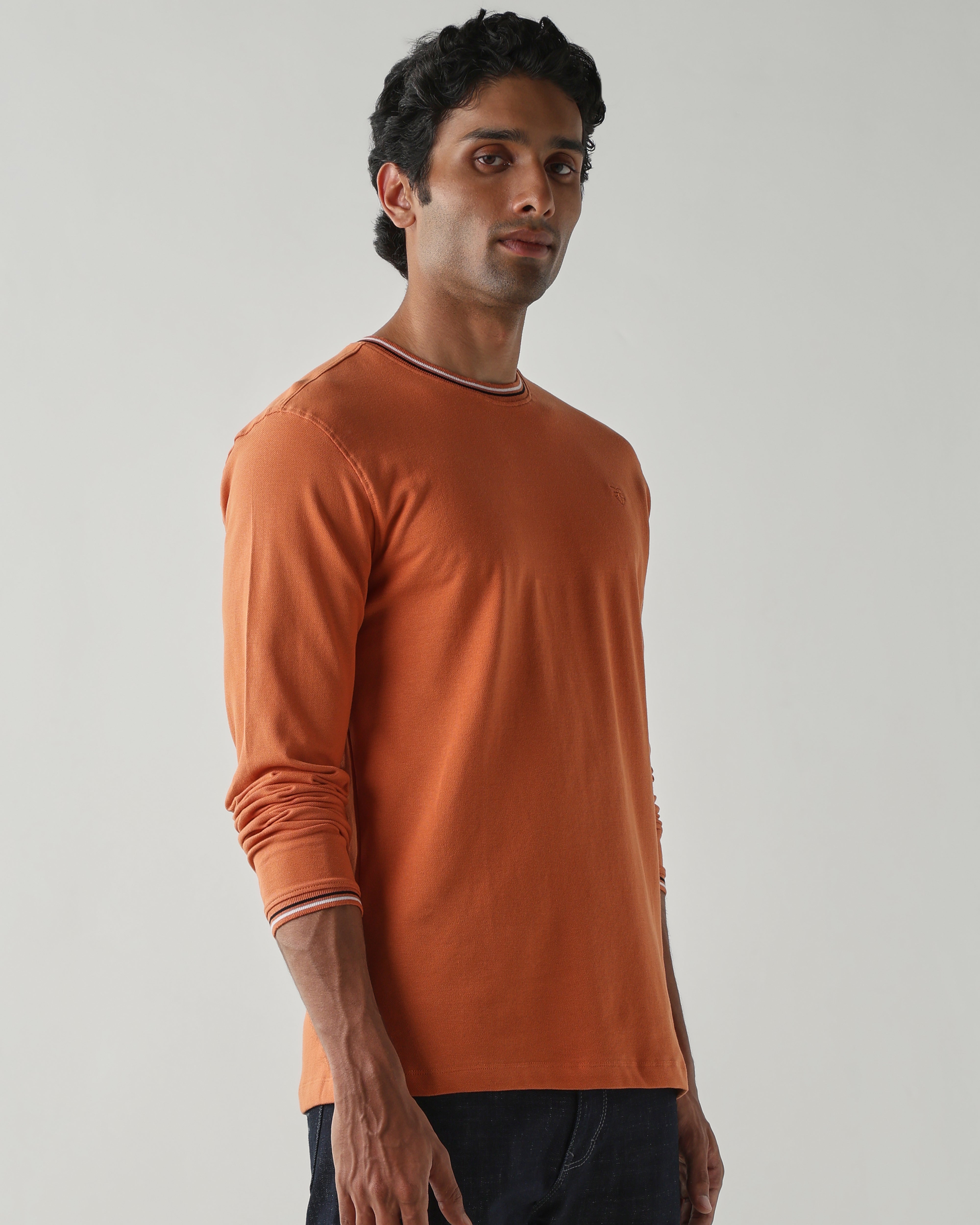 Topwear Premium Pique Knit Fabric T-Shirts – Apricot