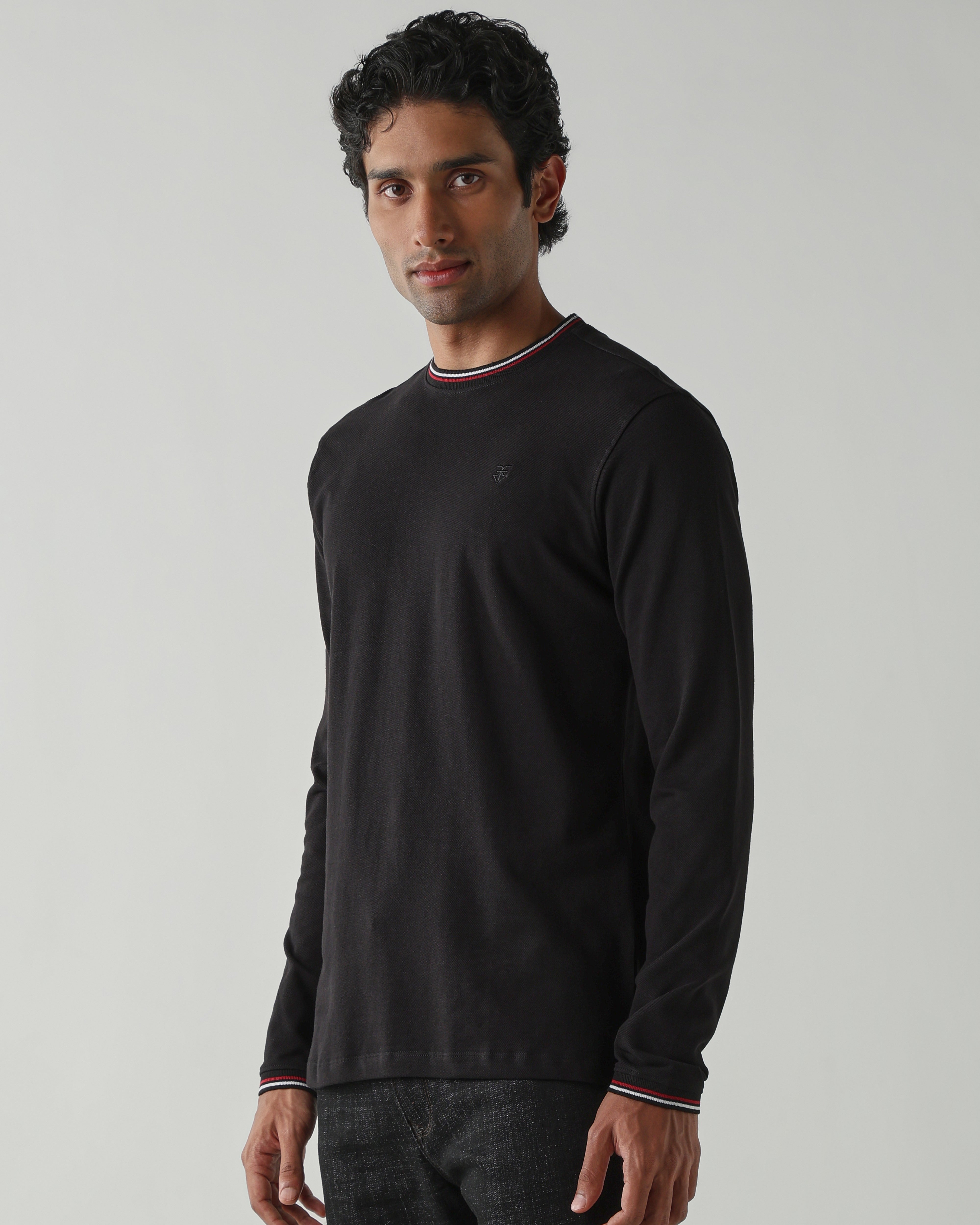 Topwear Premium Pique Knit Fabric T-Shirts – Black