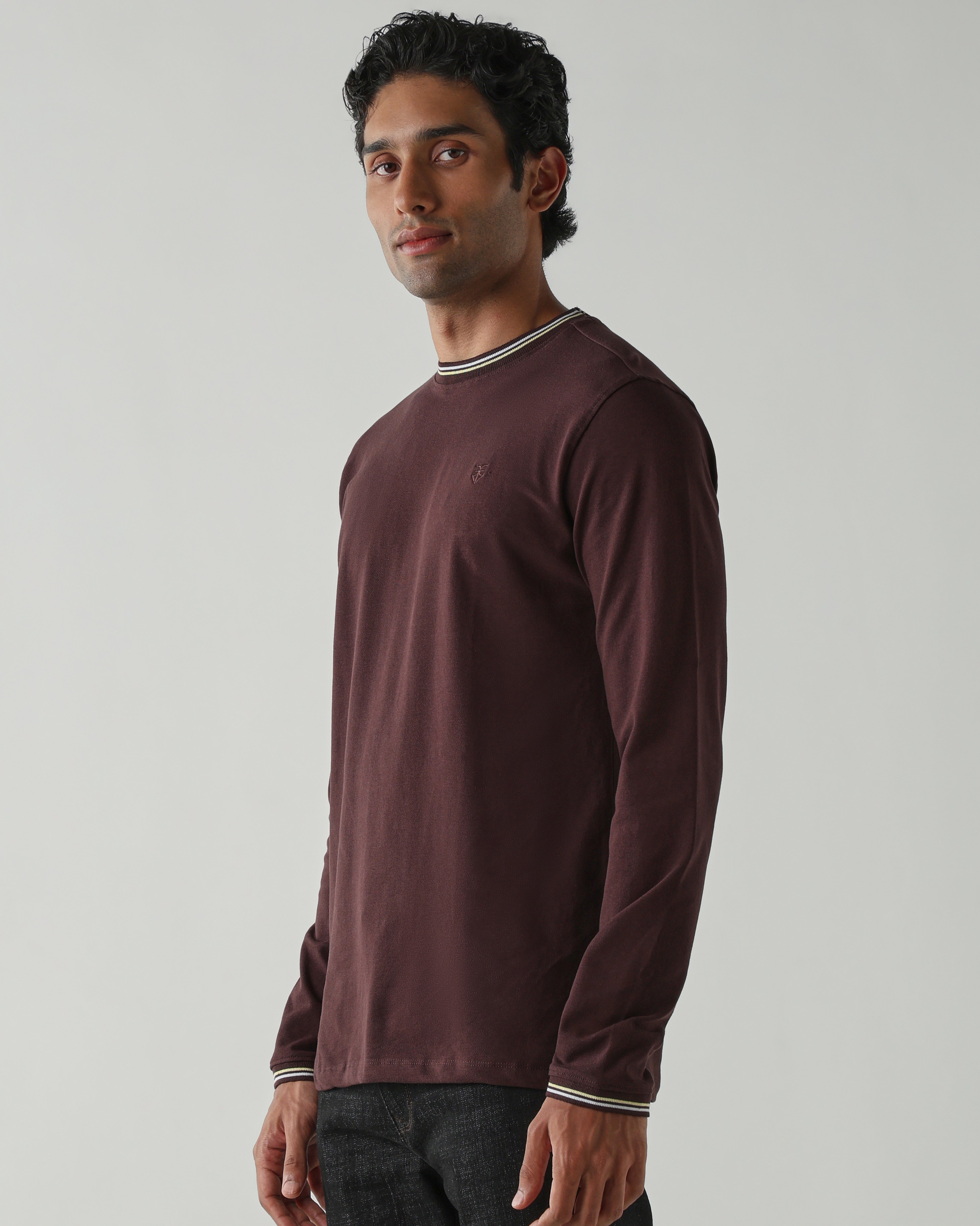 Topwear Premium Pique Knit Fabric T-Shirts – Coffee