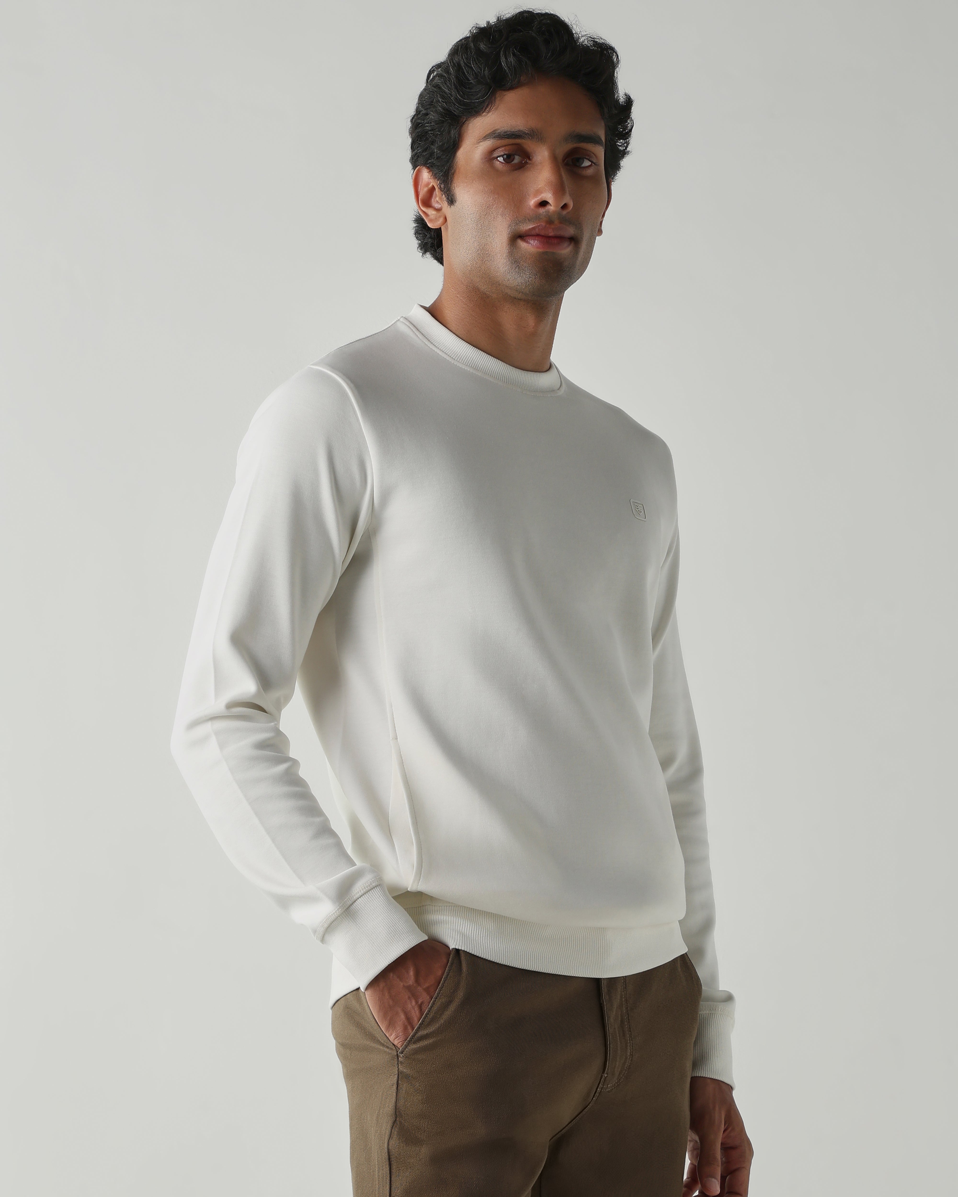 Round Neck Full sleeve  Sweatshirts – Ivory