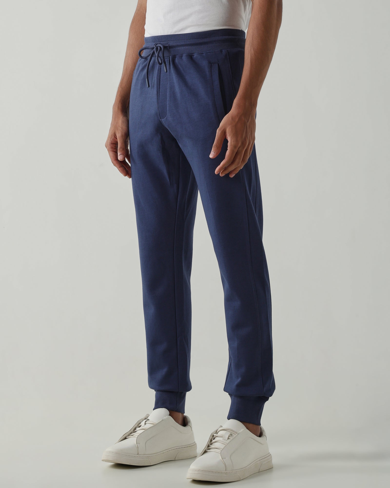 Rib at Waist and bottom Flat Front  Joggers – Insignia Blue
