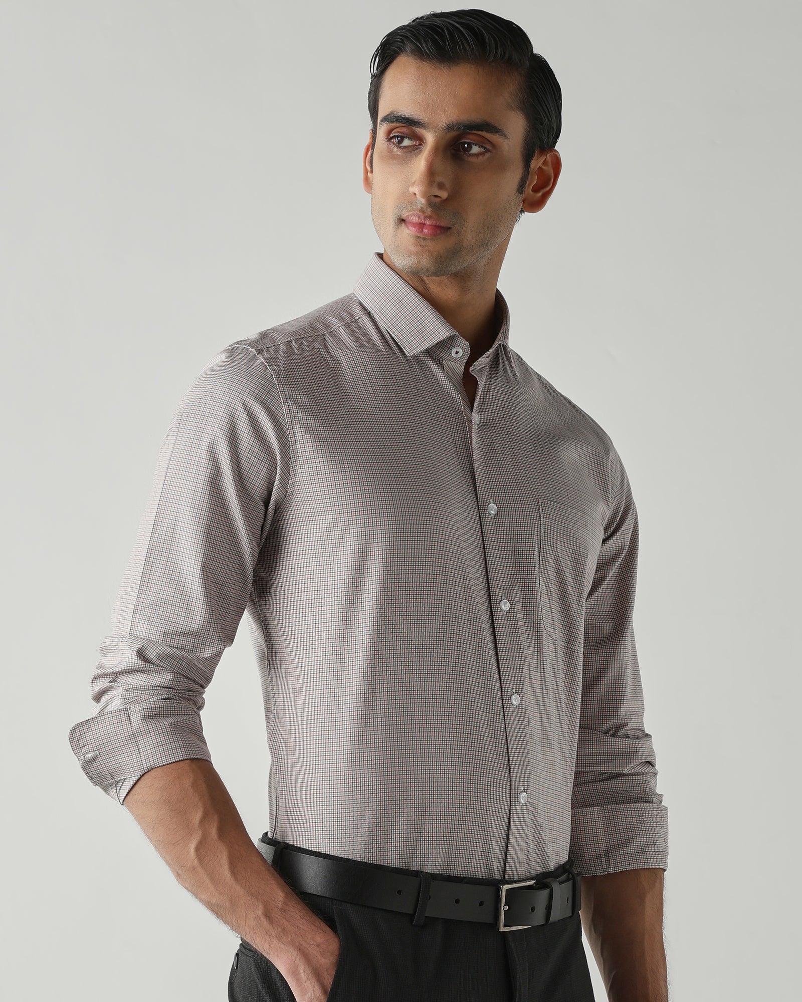 Pink/Black Pure Cotton Shirts for Men | Slim Fit Luxury Wear