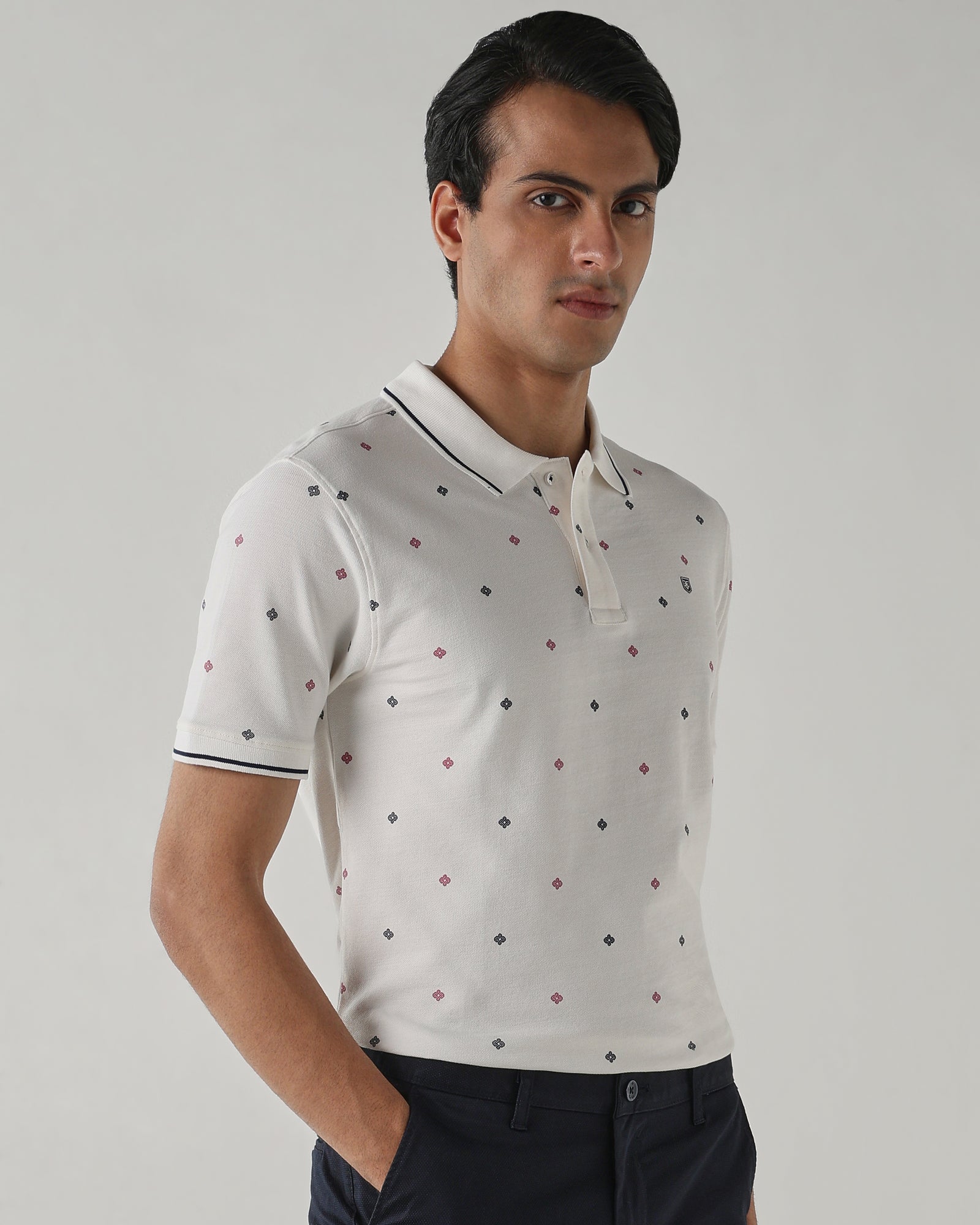 Men Regular Fit T-Shirt Star White