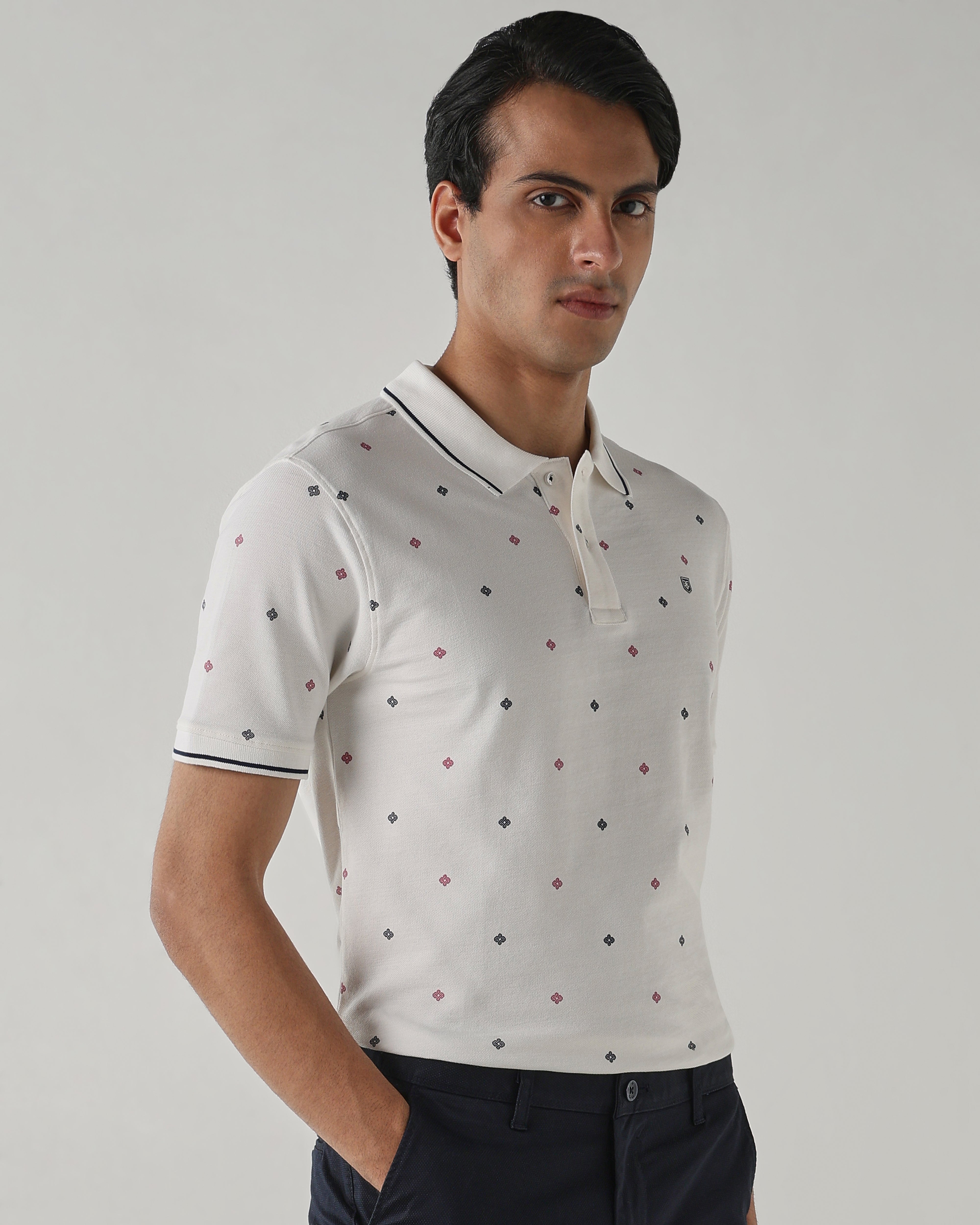 Men Regular Fit T-Shirt Star White