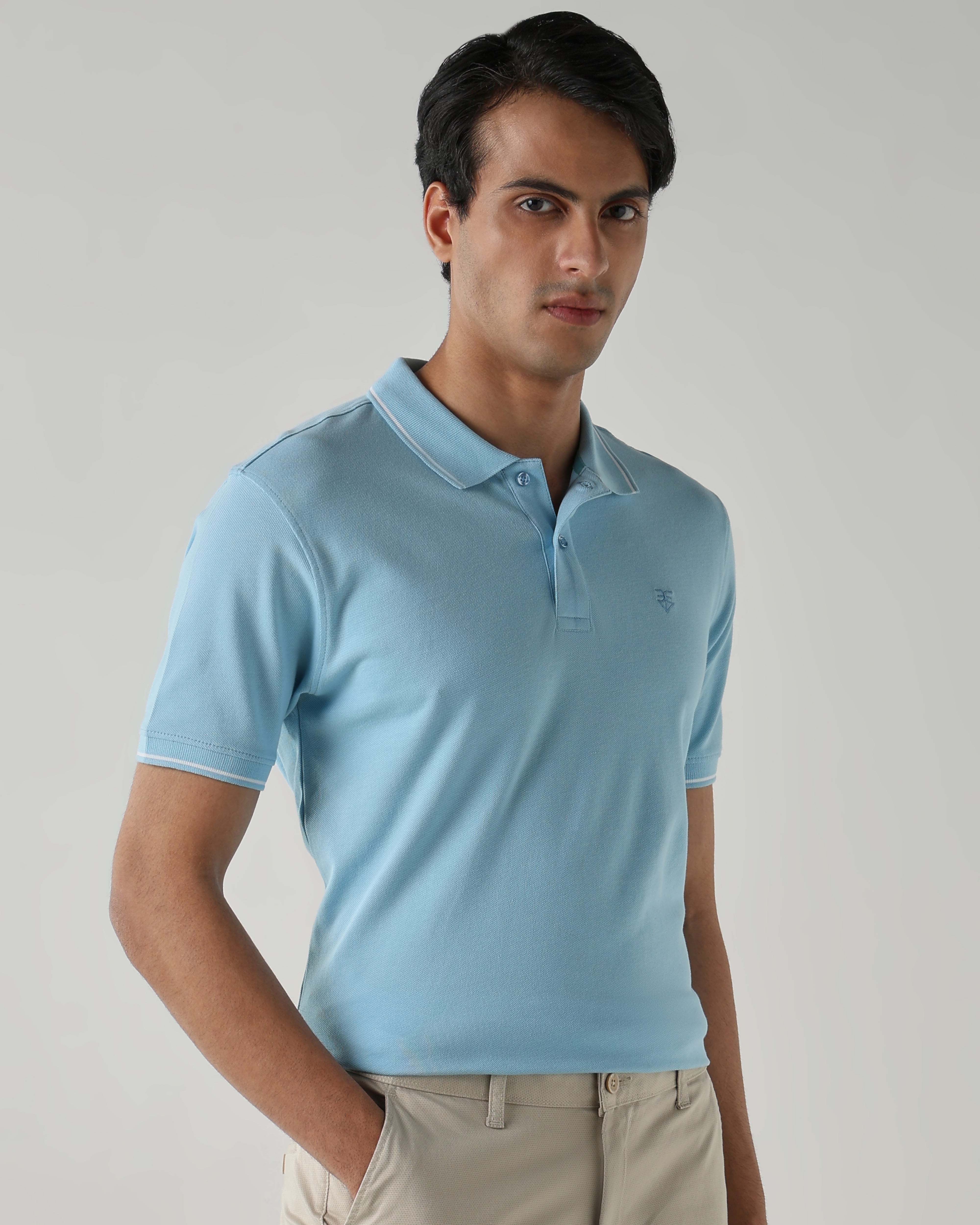 Men Regular Fit T-Shirt Sky Blue