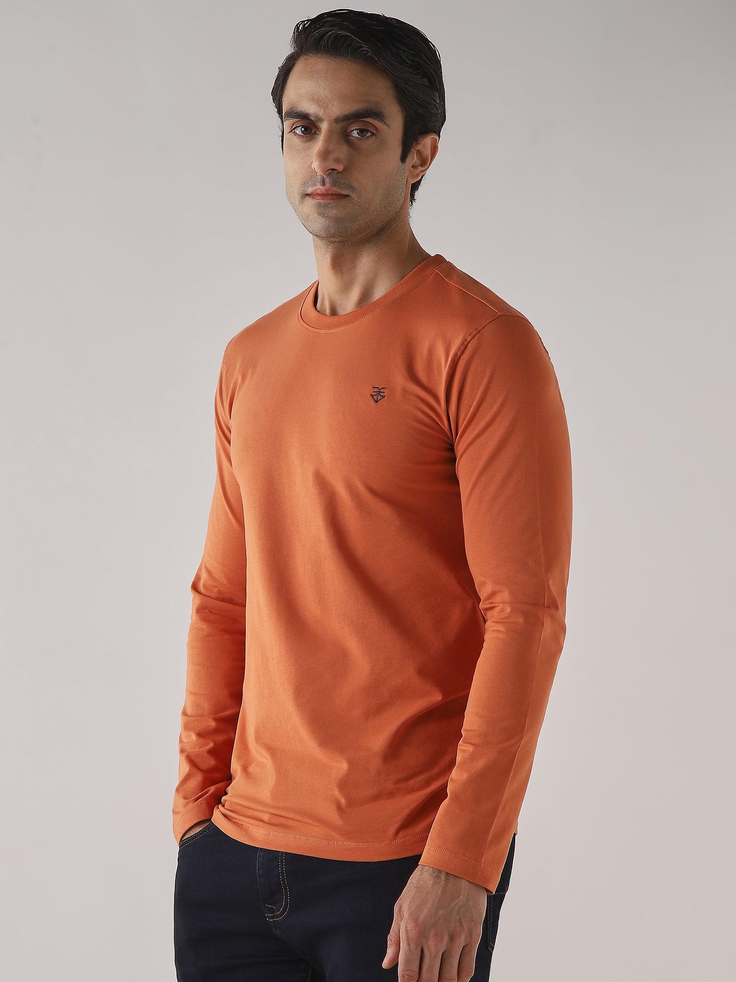 Apricot Solid Cotton Lycra Slim Fit Formal Full Sleeve Shirt