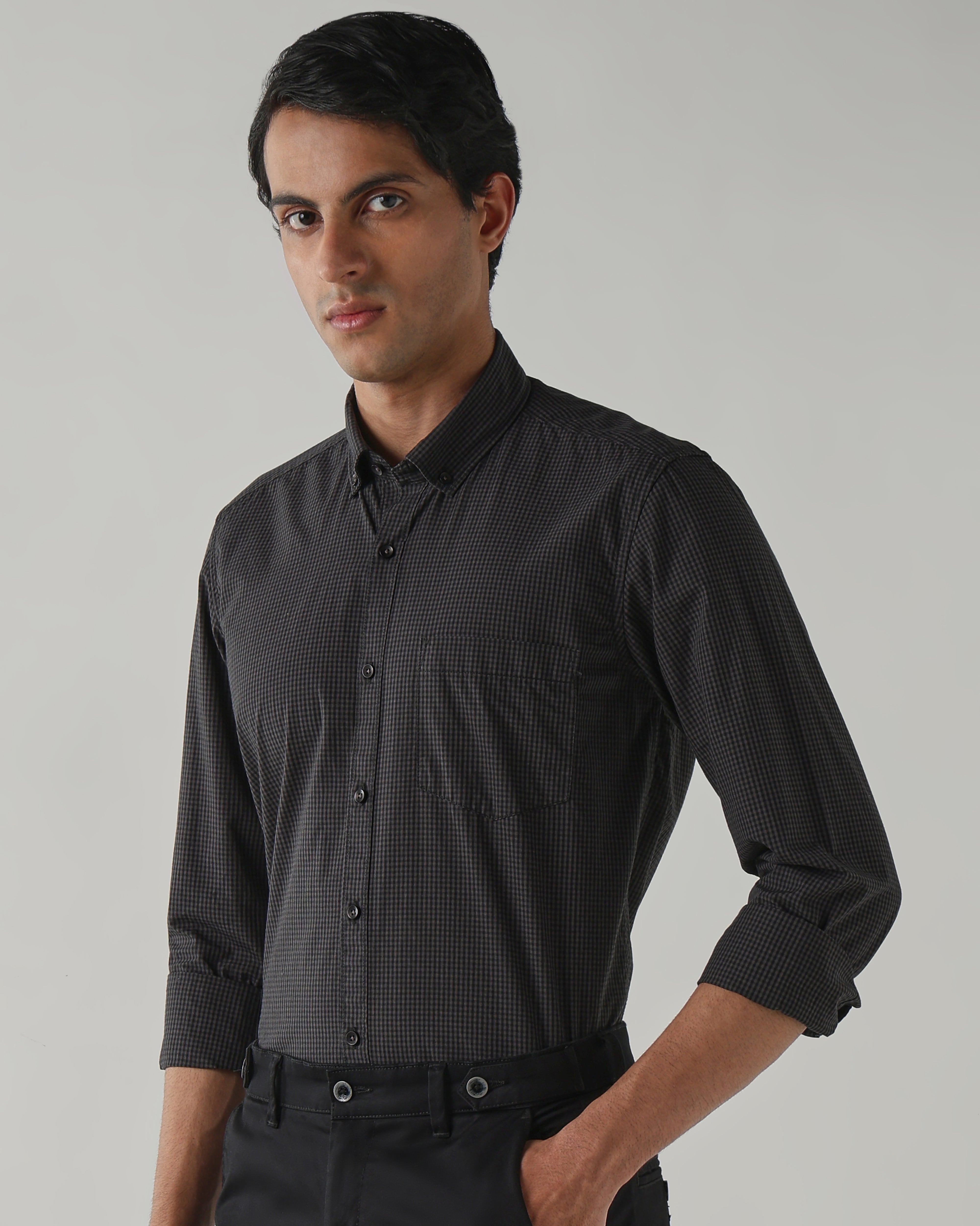 Men slim Fit Shirt Charcoal