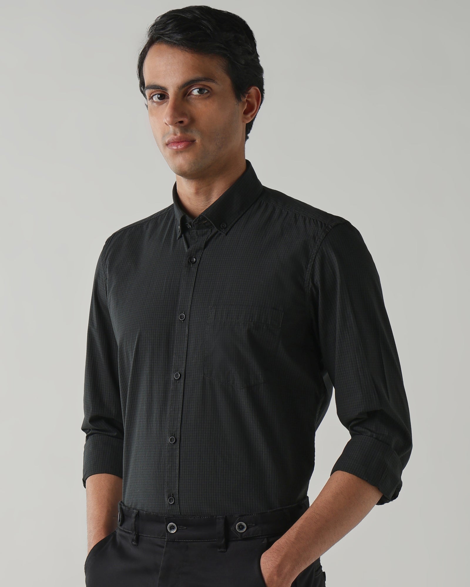 Men Slim Fit Shirt Olive