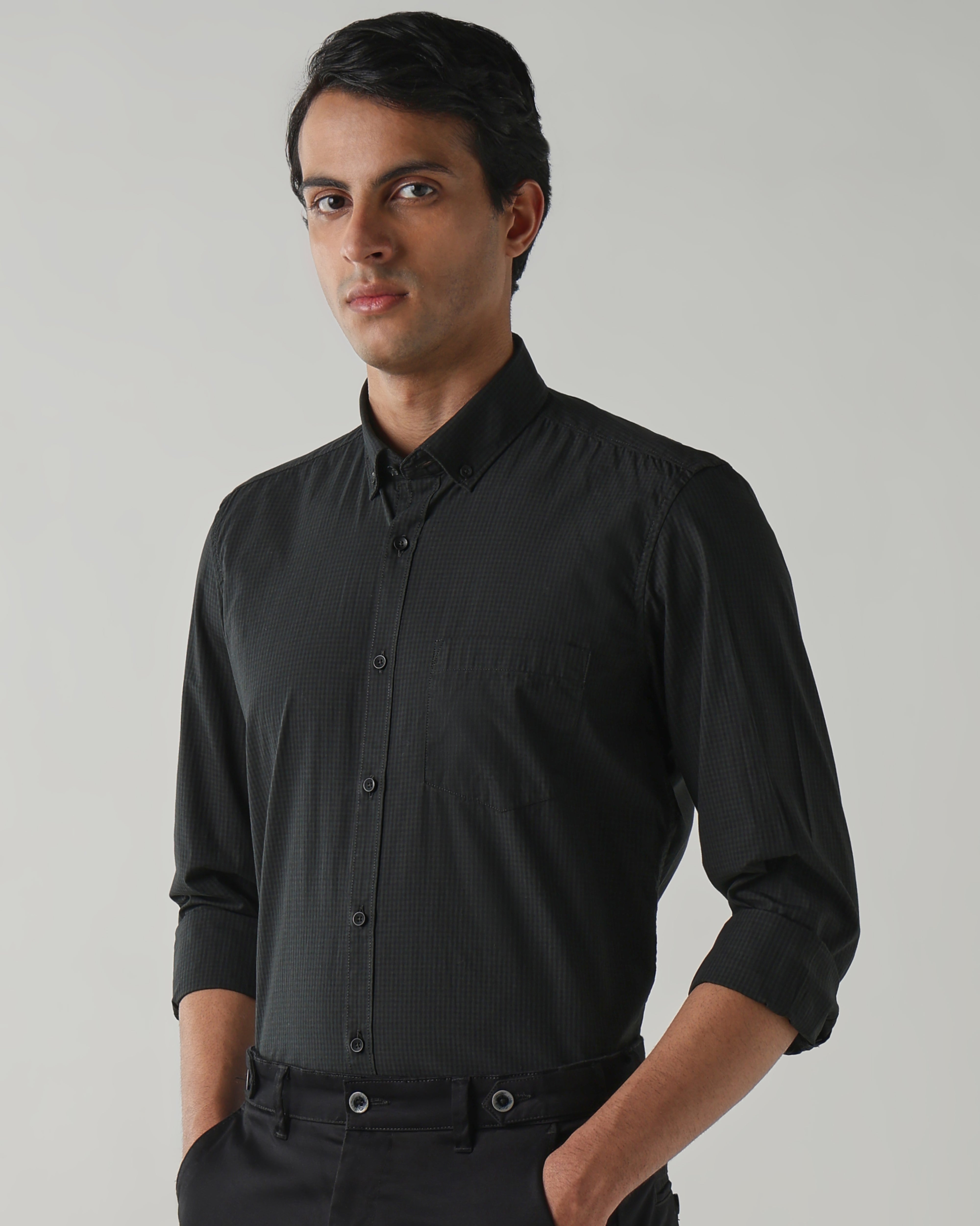 Men Slim Fit Shirt Olive