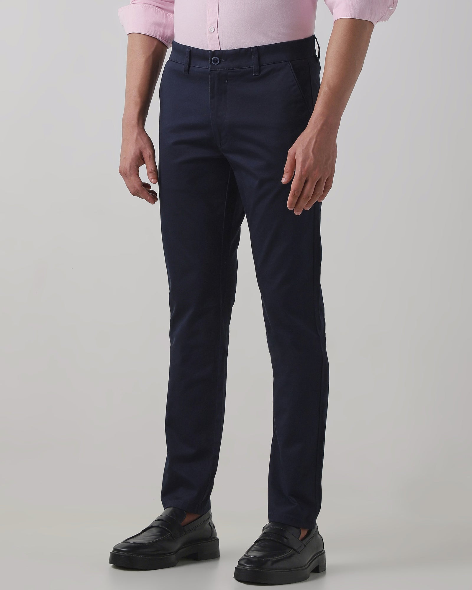 Navy Cotton Stretch Regular Fit Trouser