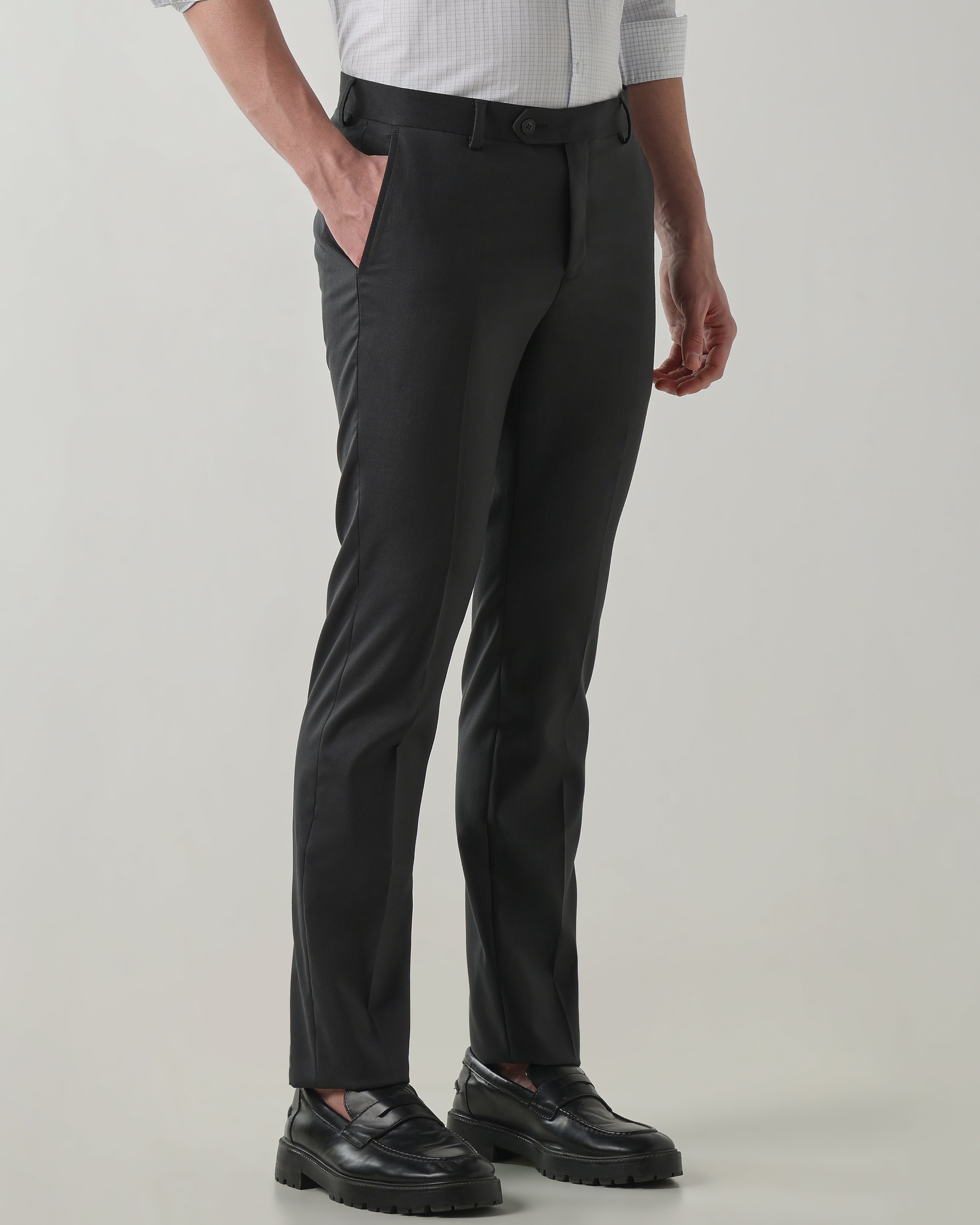 Men Regular Fit Trouser Dark Grey