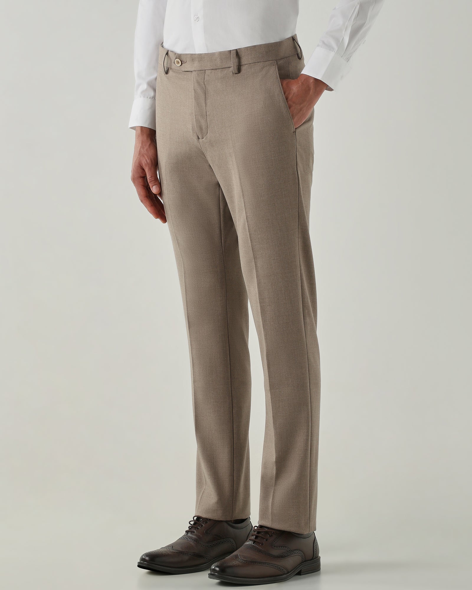 Men Tailor Fit Trousers Brown Mel