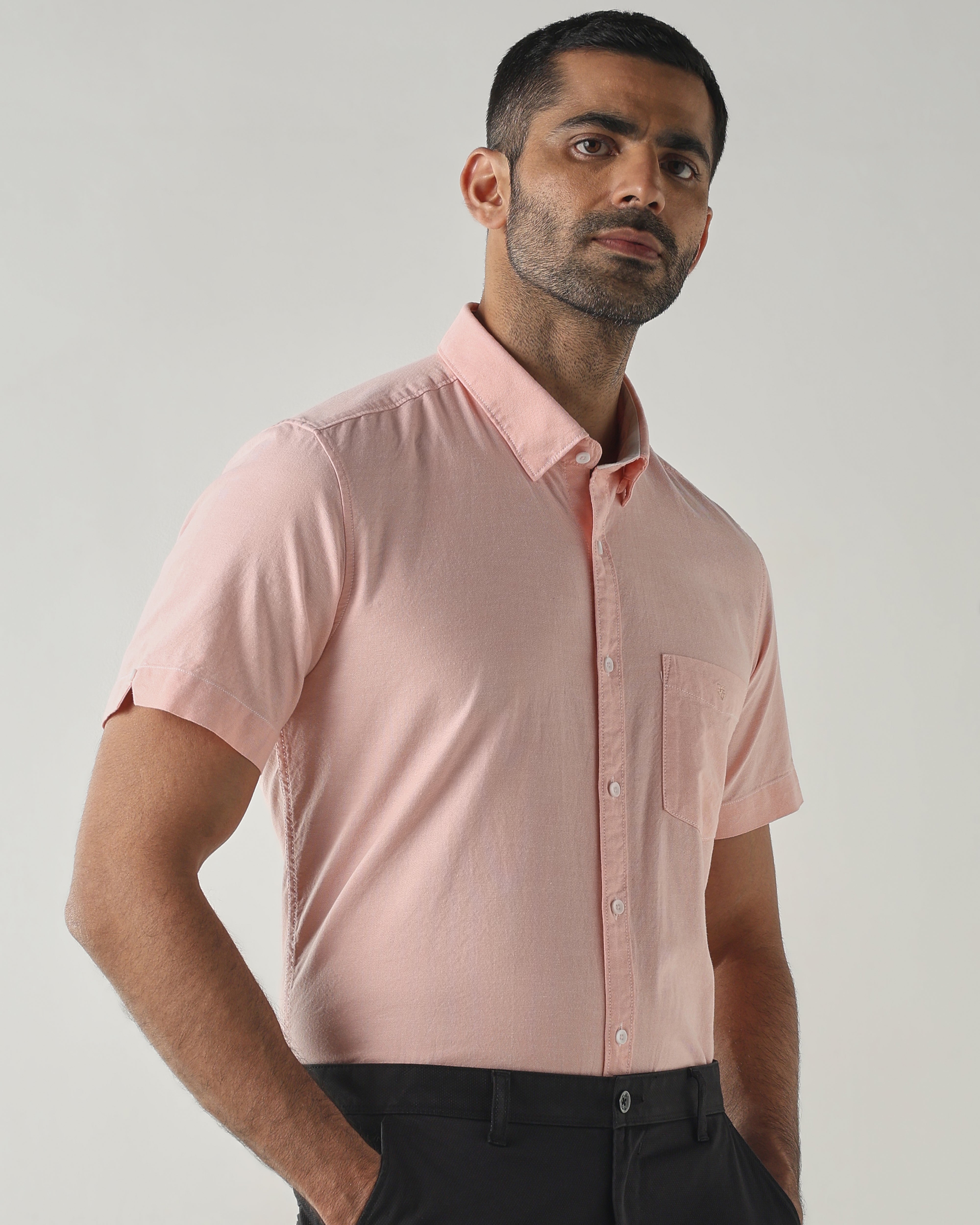 Peach Slim fit Smart Casual Shirts