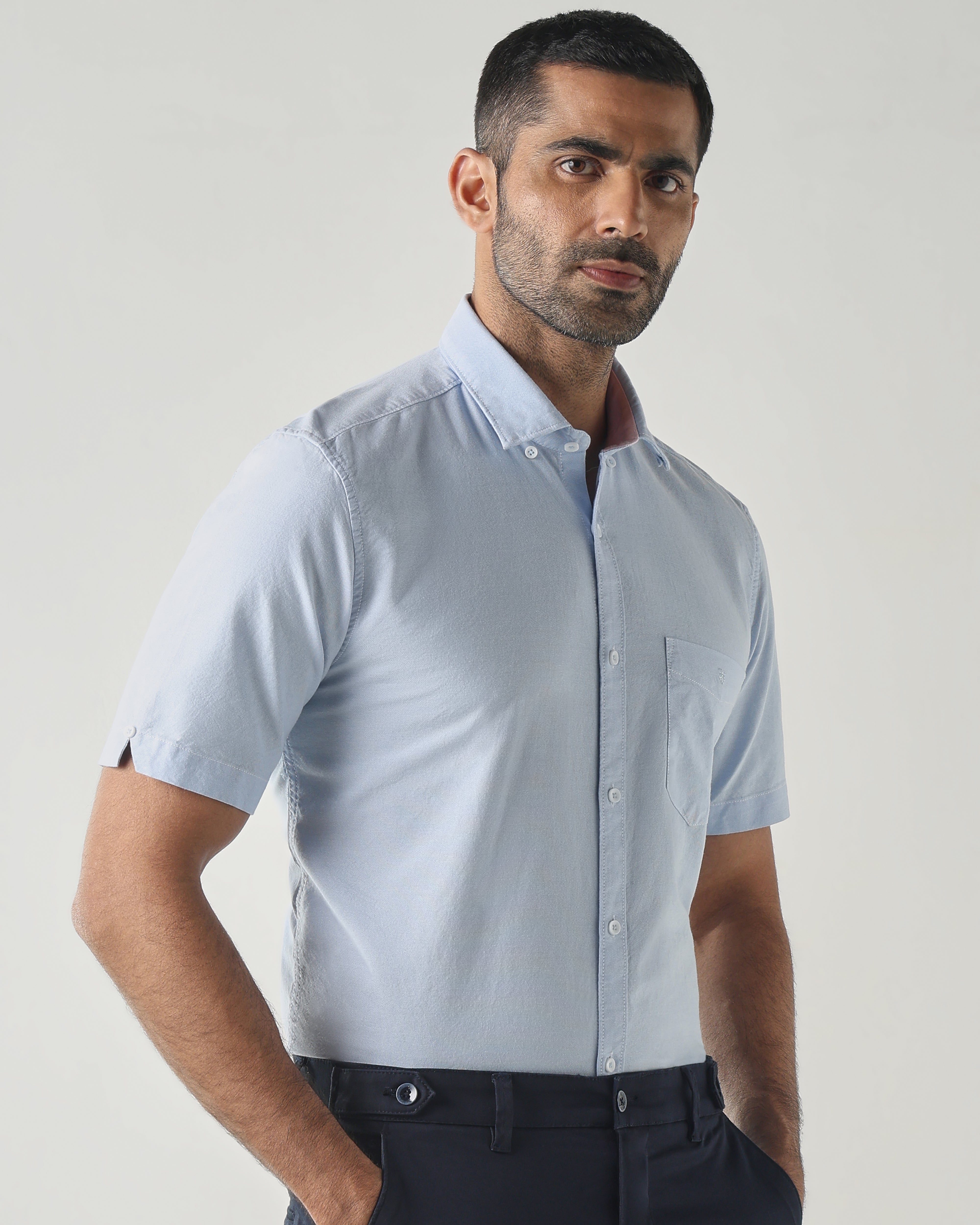 Sky Blue Slim fit Smart Casual Shirts