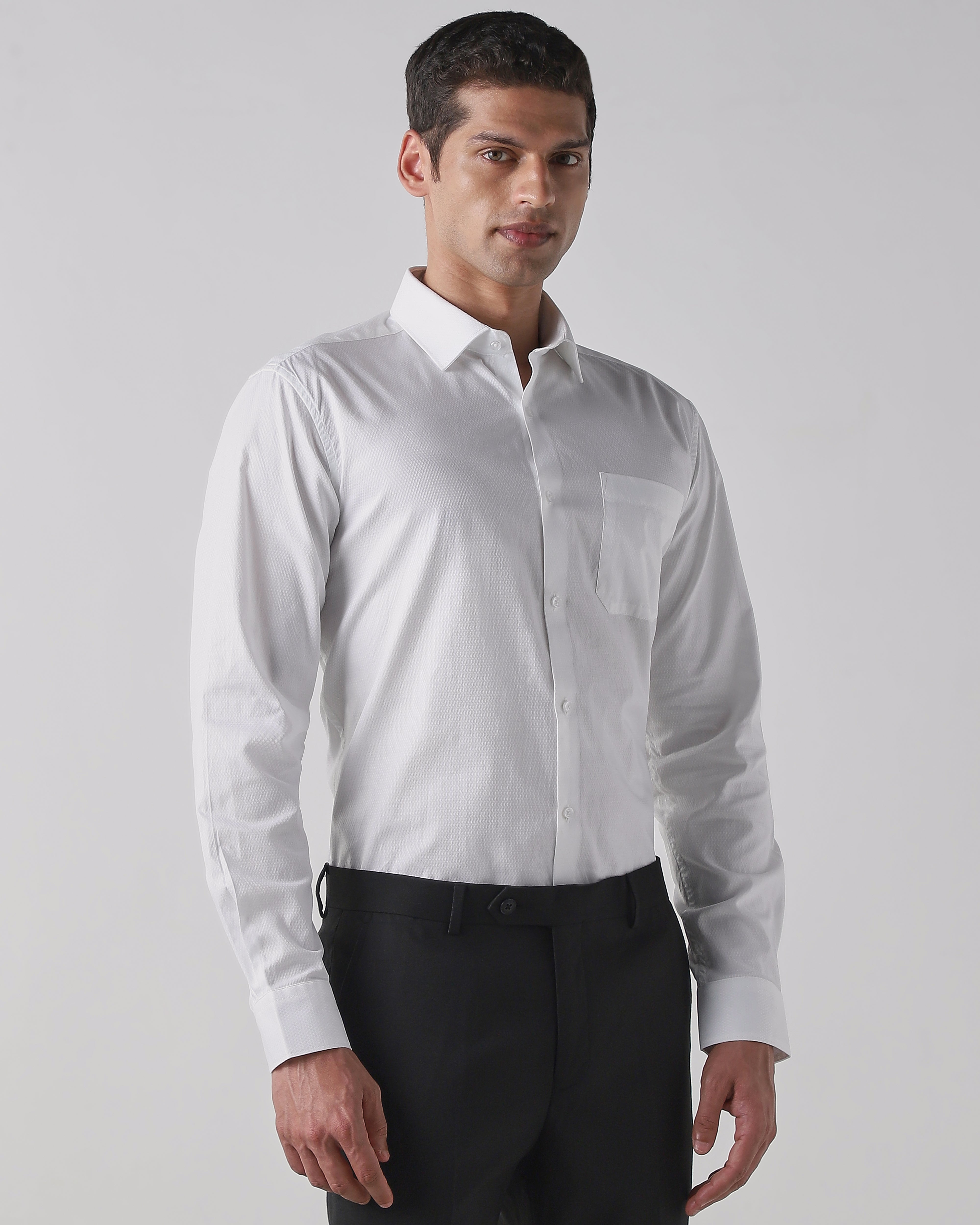 Solid White 100% COTTON Regular Fit Shirt