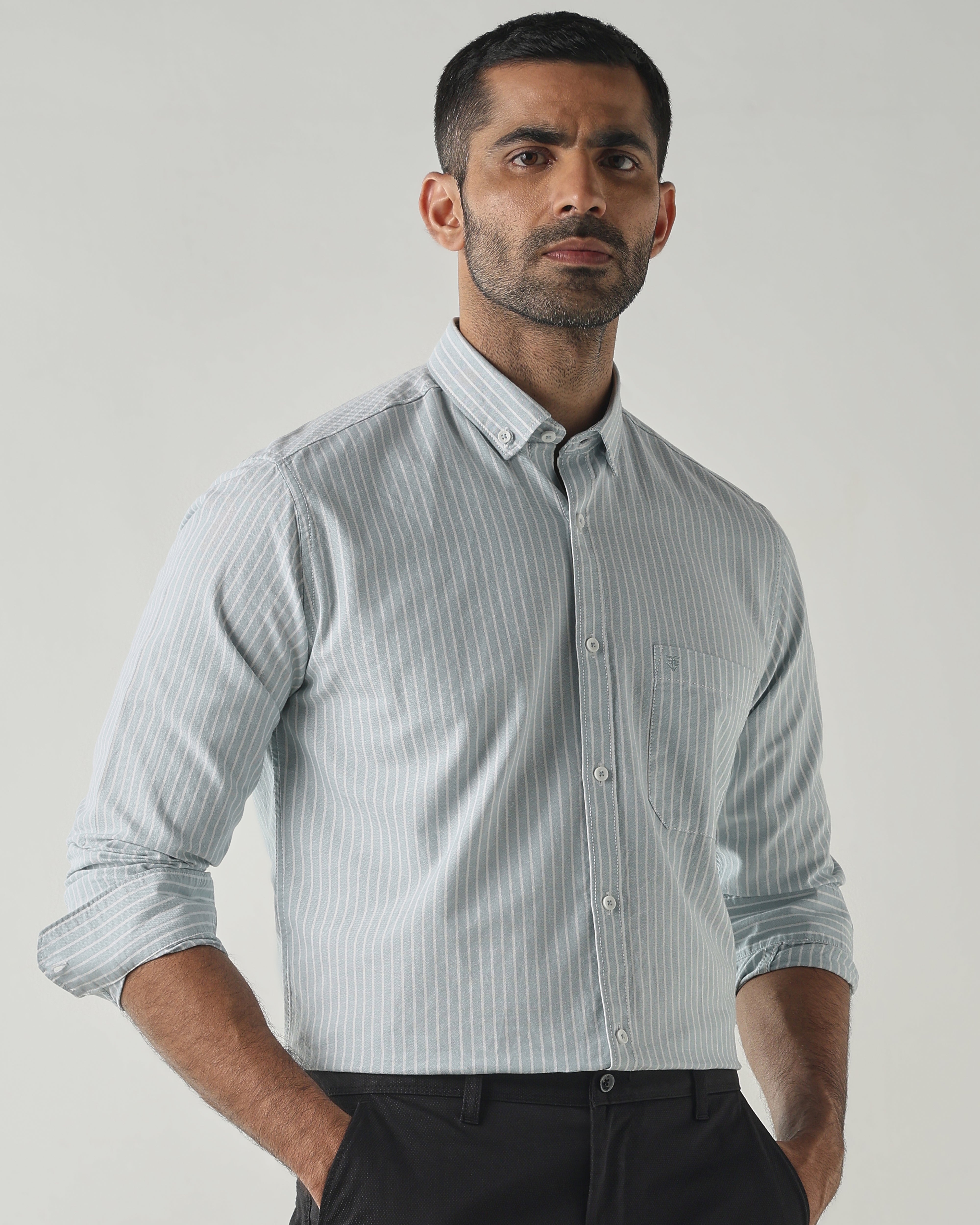 White/Tangerine Slim fit Smart Casual Shirts