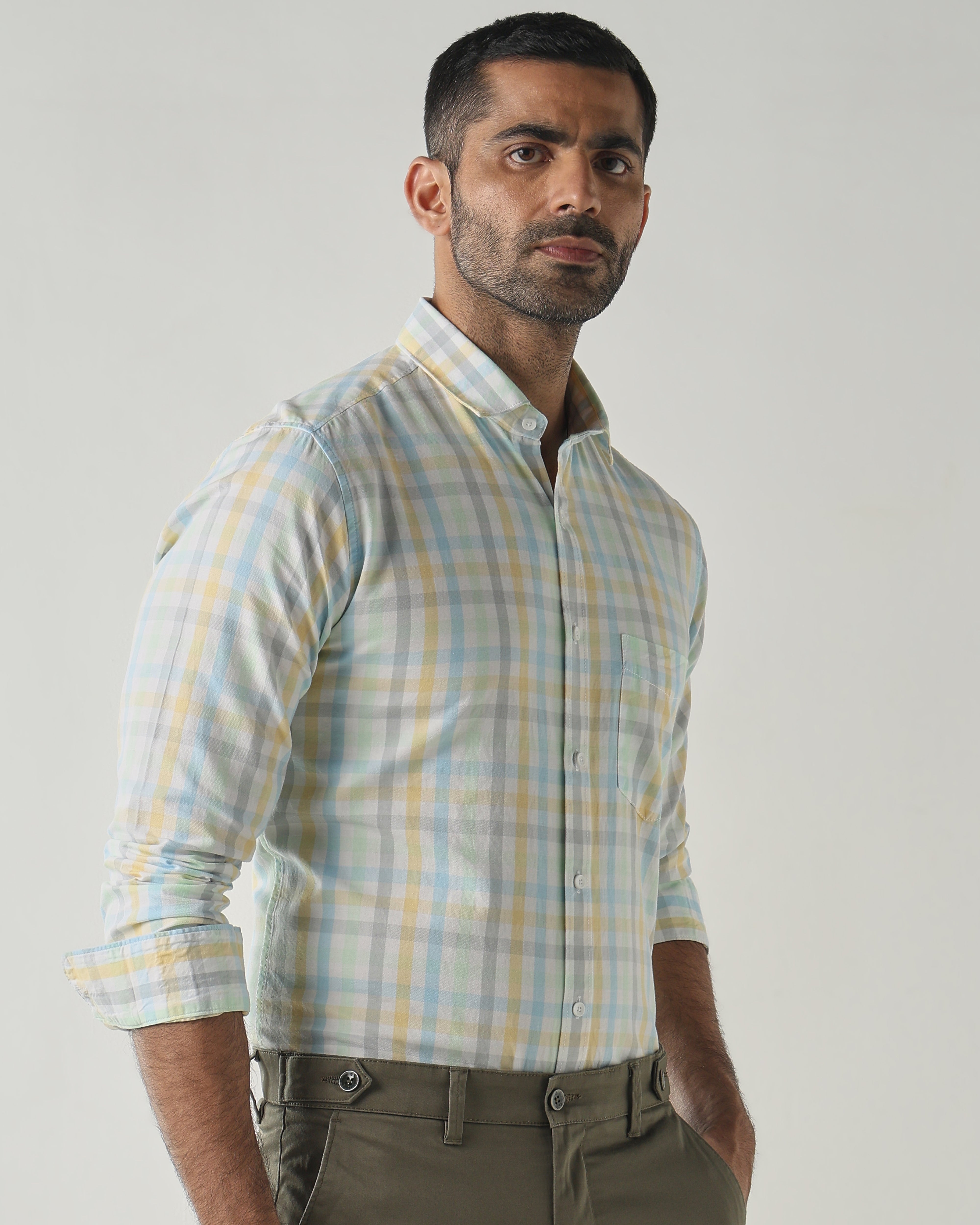Sky Blue Slim fit Smart Casual Shirts