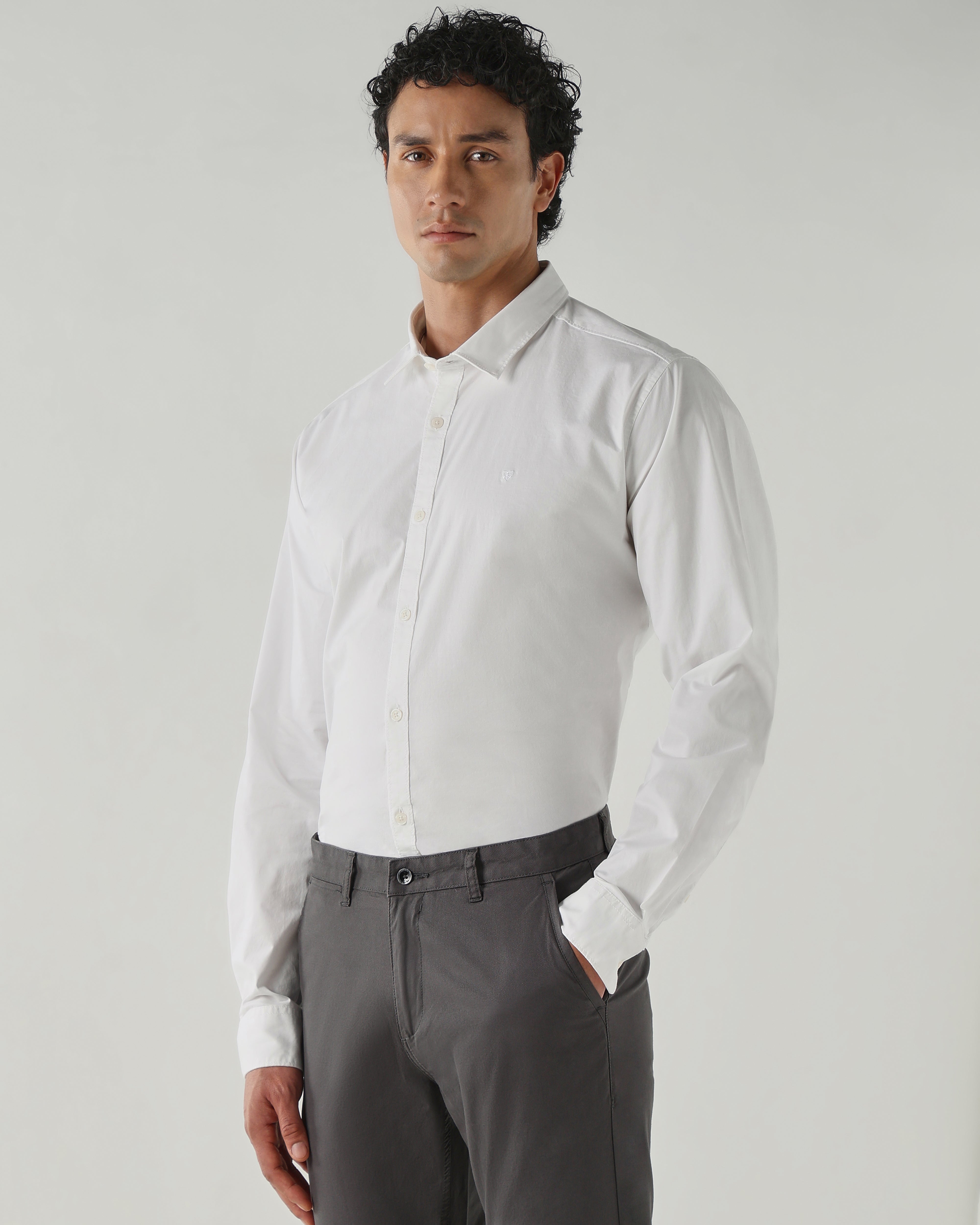 Men Slim Fit Shirts White