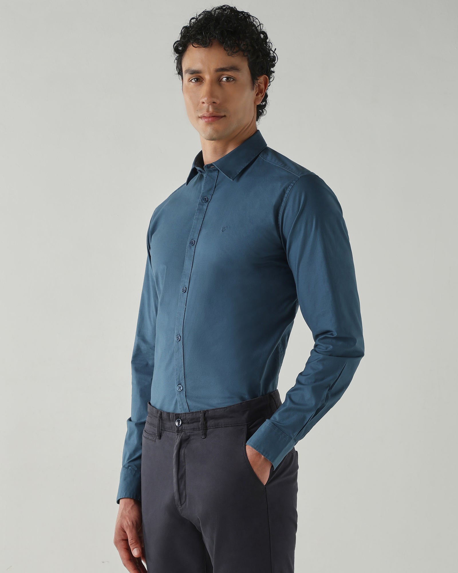 Men Slim Fit Shirts Petrol Grey
