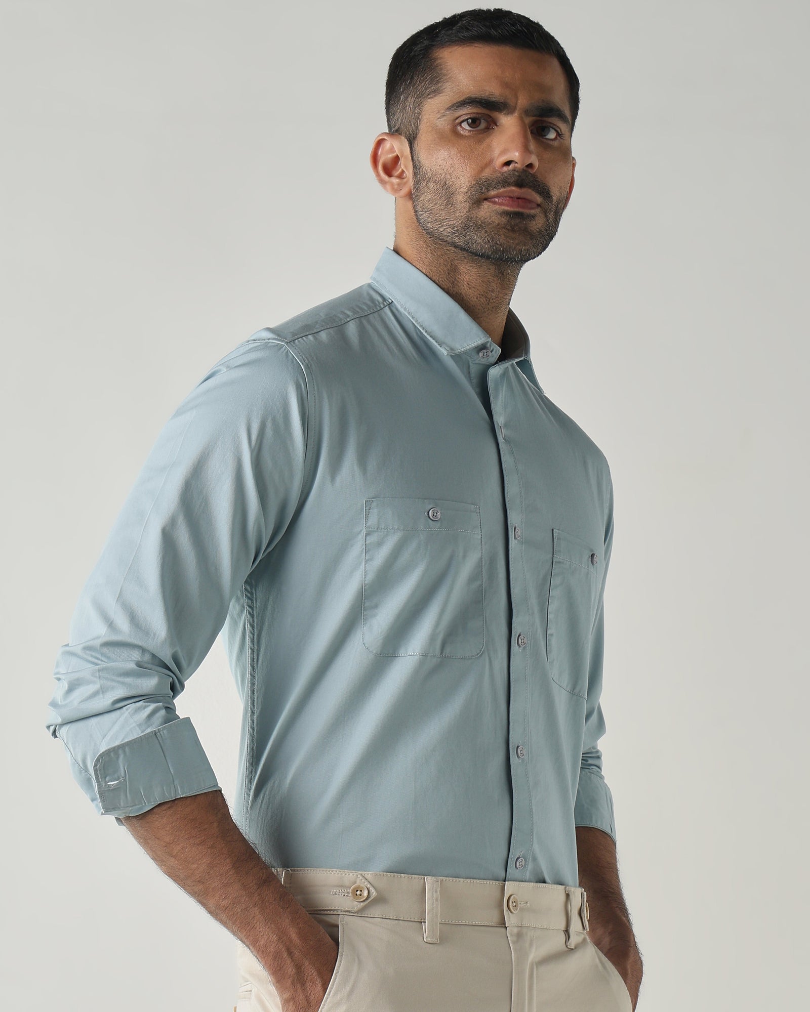 Blue Slim fit Smart Casual Shirts