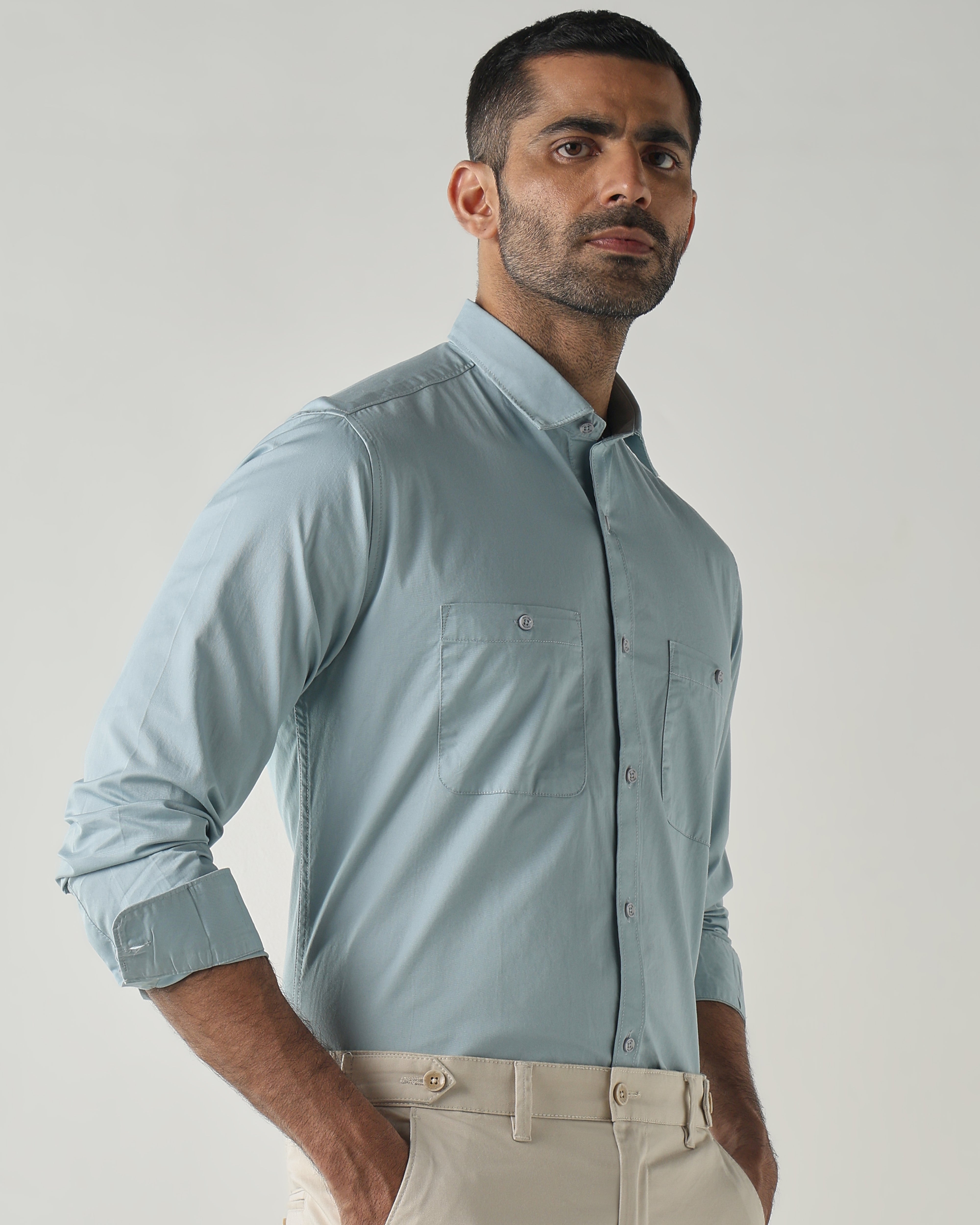 Blue Slim fit Smart Casual Shirts