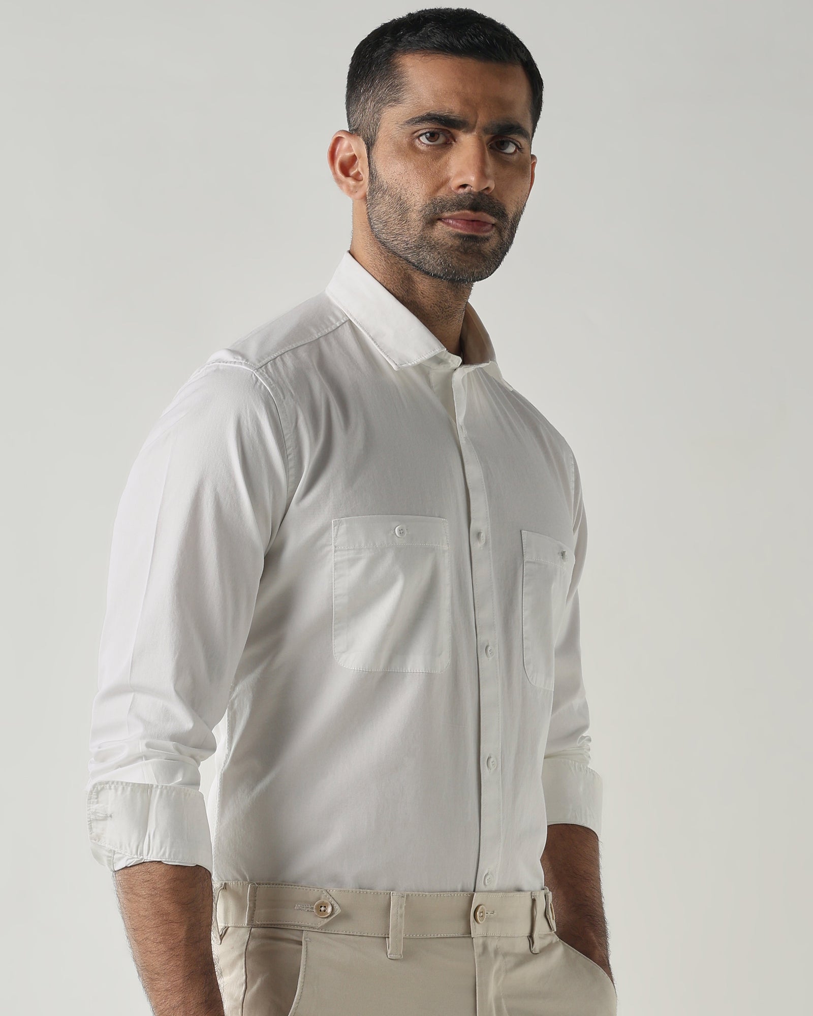 White Slim fit Smart Casual Shirts