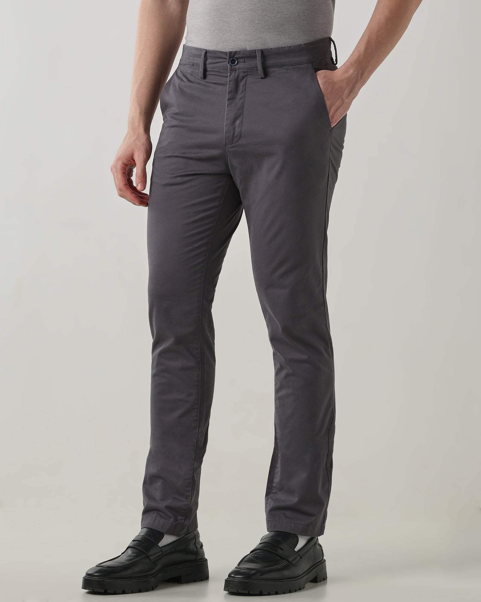 Men Regular Fit Trouser Grey