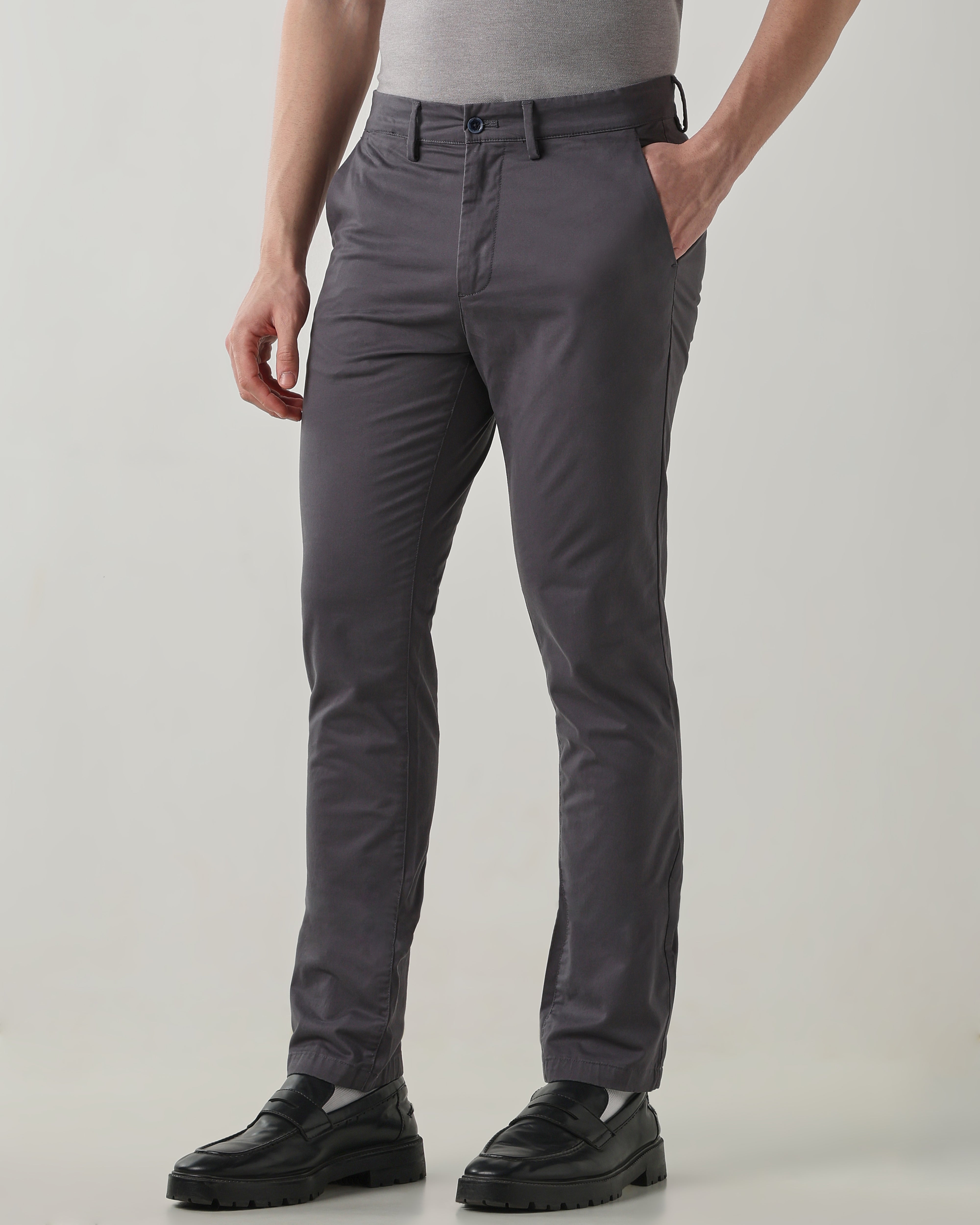 Men Regular Fit Trouser Grey
