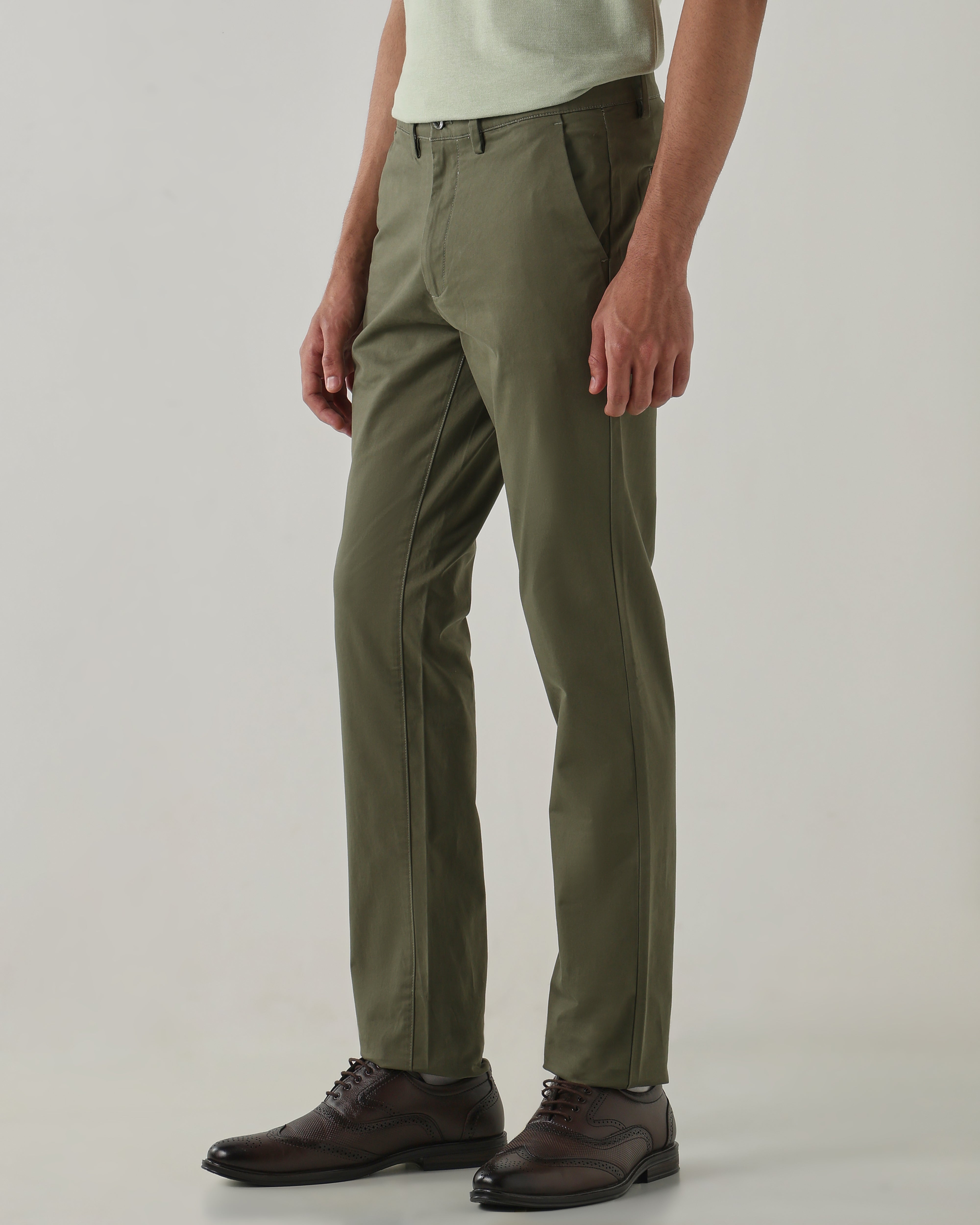 Men Regular Fit Trouser Olive