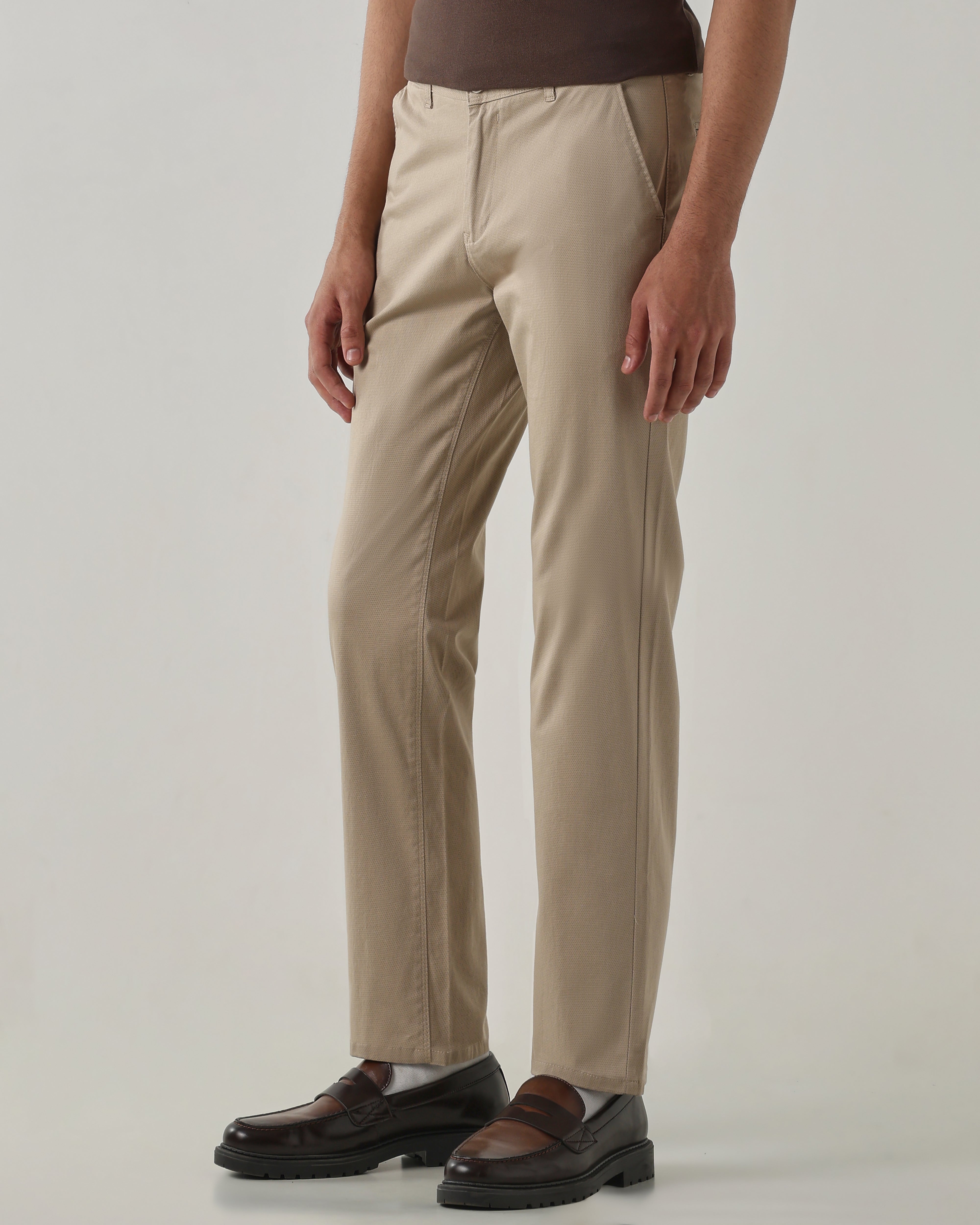 Men Regular Fit Trouser Fawn