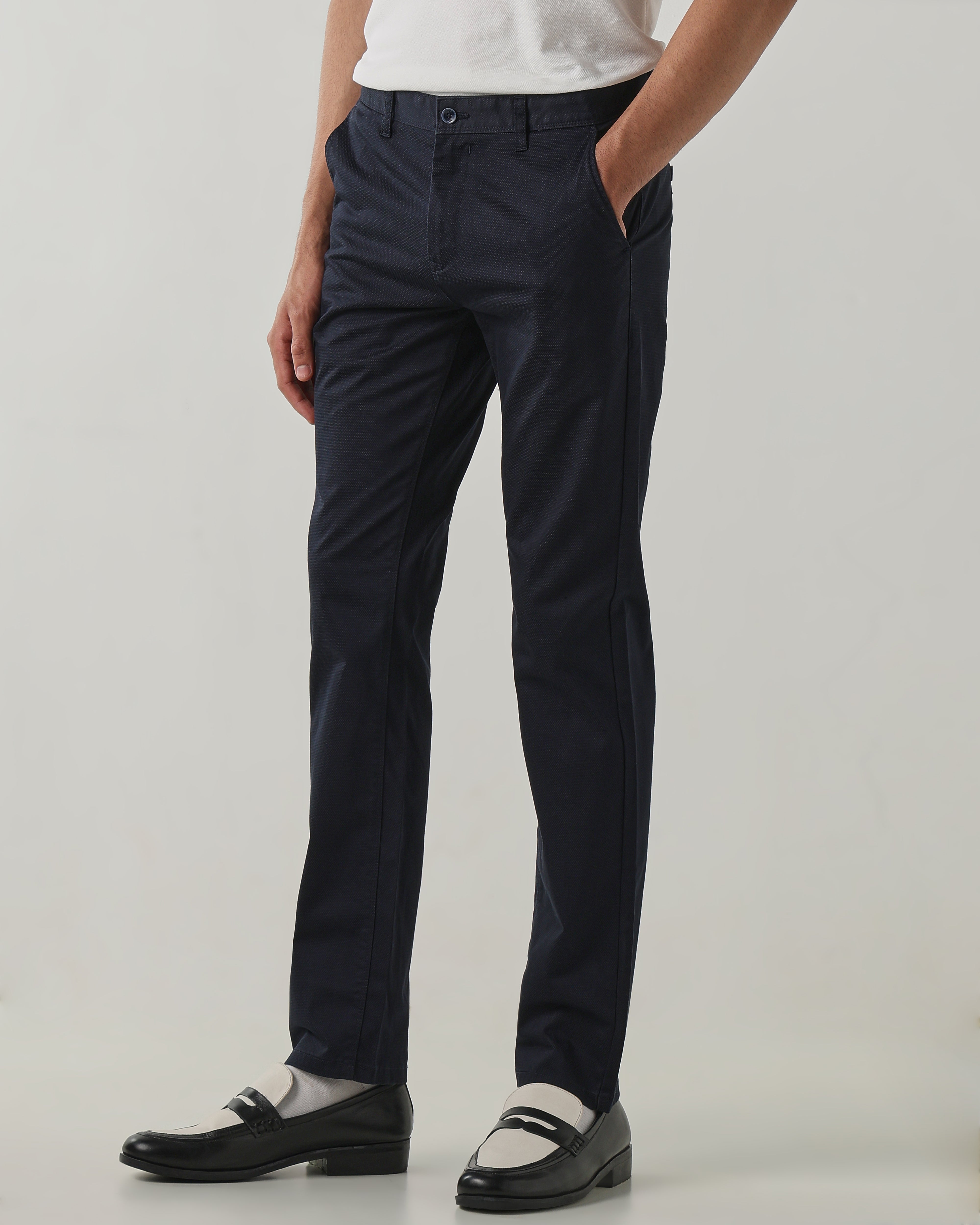 Men Regular Fit Trouser Navy