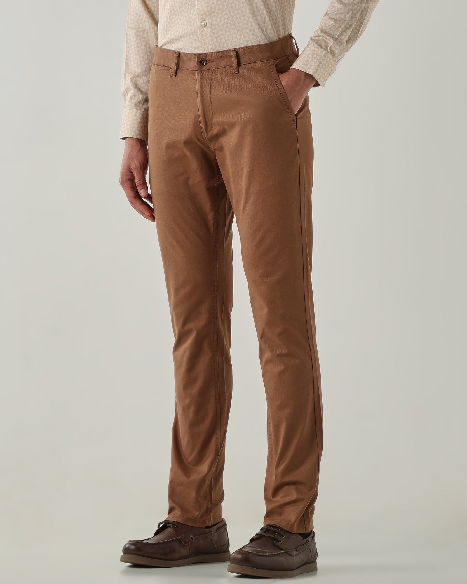 Men Regular Fit Trousers Rust