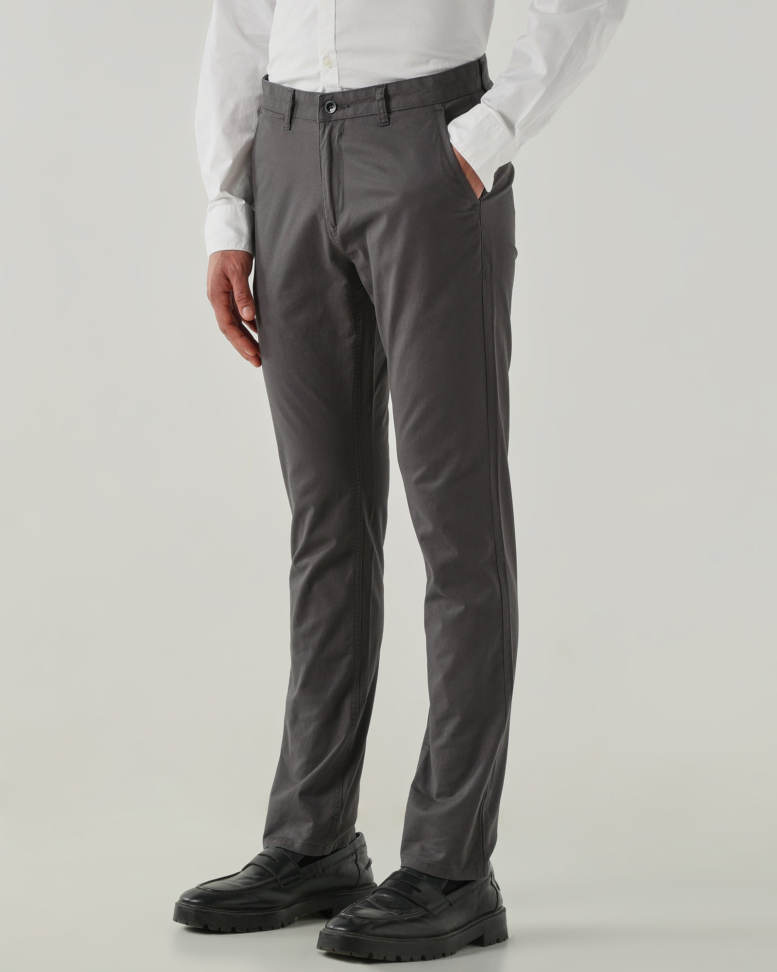 Men Regular Fit Trousers Steel