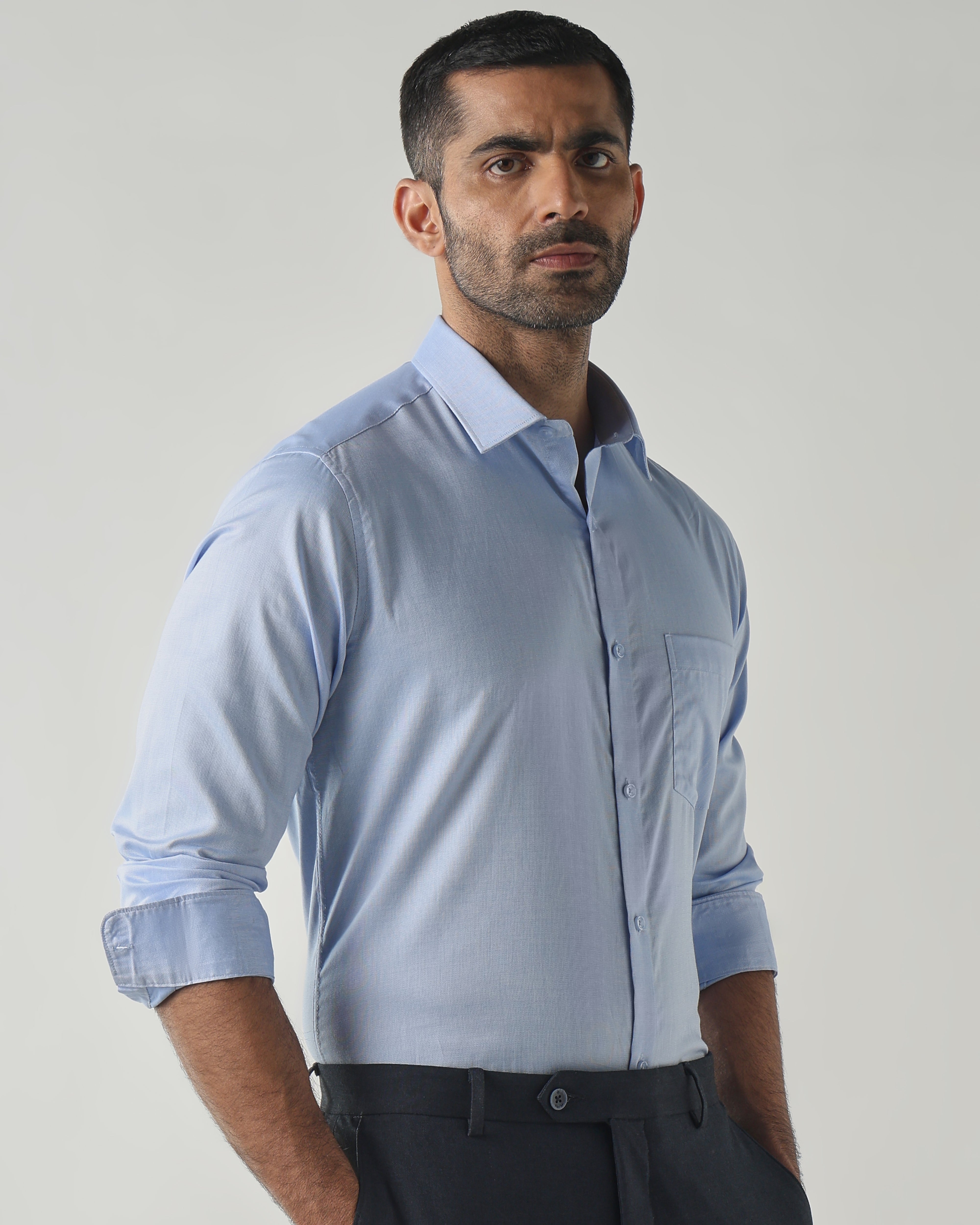 Blue Slim Fit Formal Essential Shirts