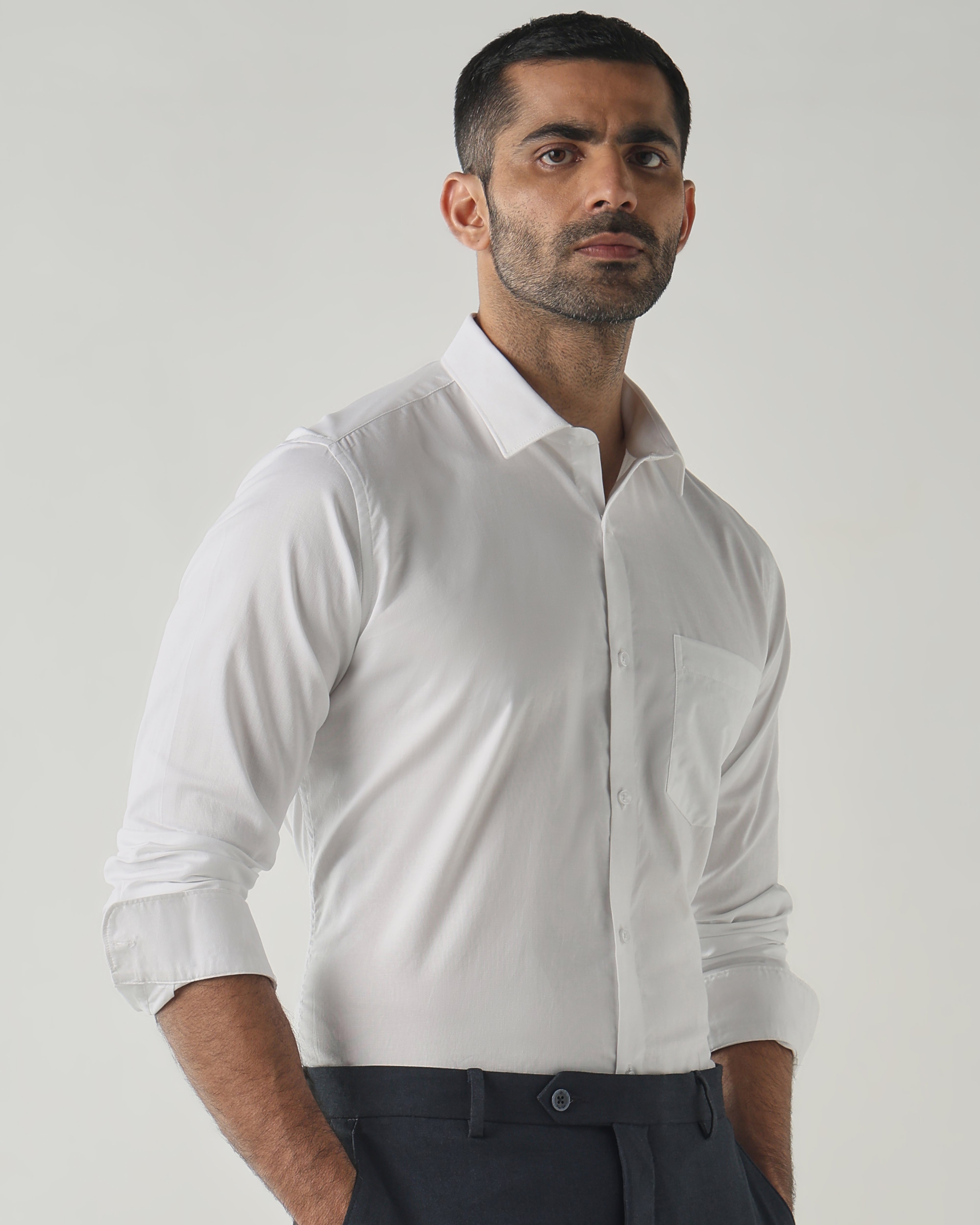 White Slim Fit Formal Essential Shirts