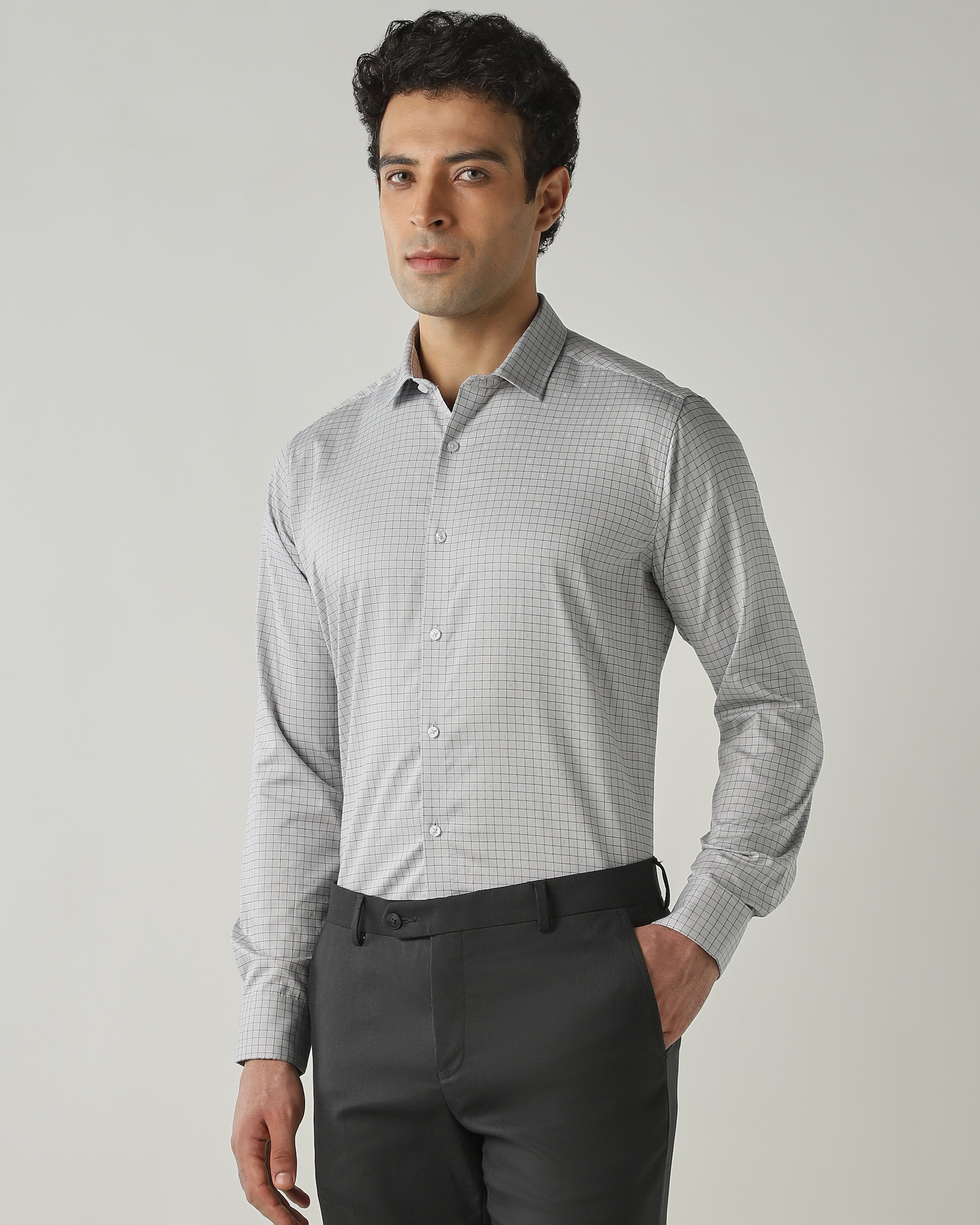 Shirt Grey Slim Fit 100% Cotton