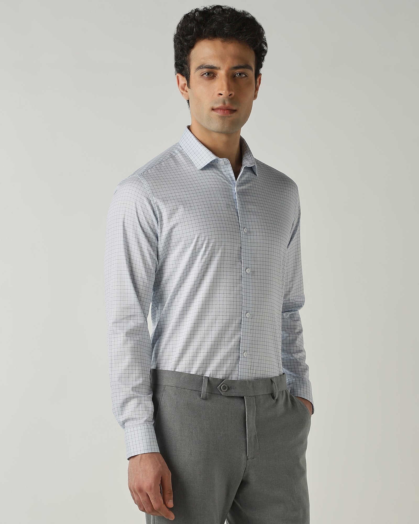 Shirt Lt Blue Slim Fit 100% Cotton