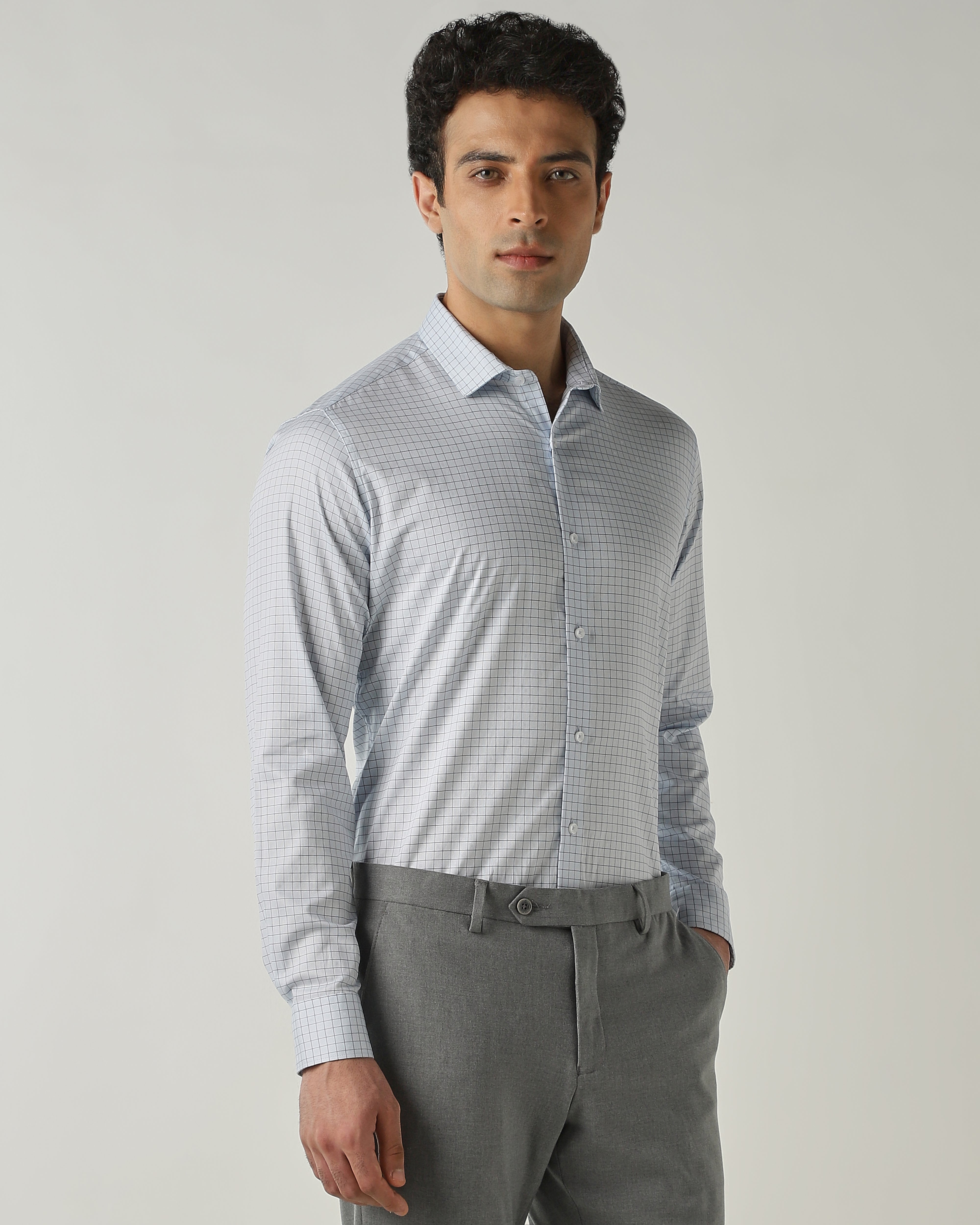 Shirt Lt Blue Slim Fit 100% Cotton
