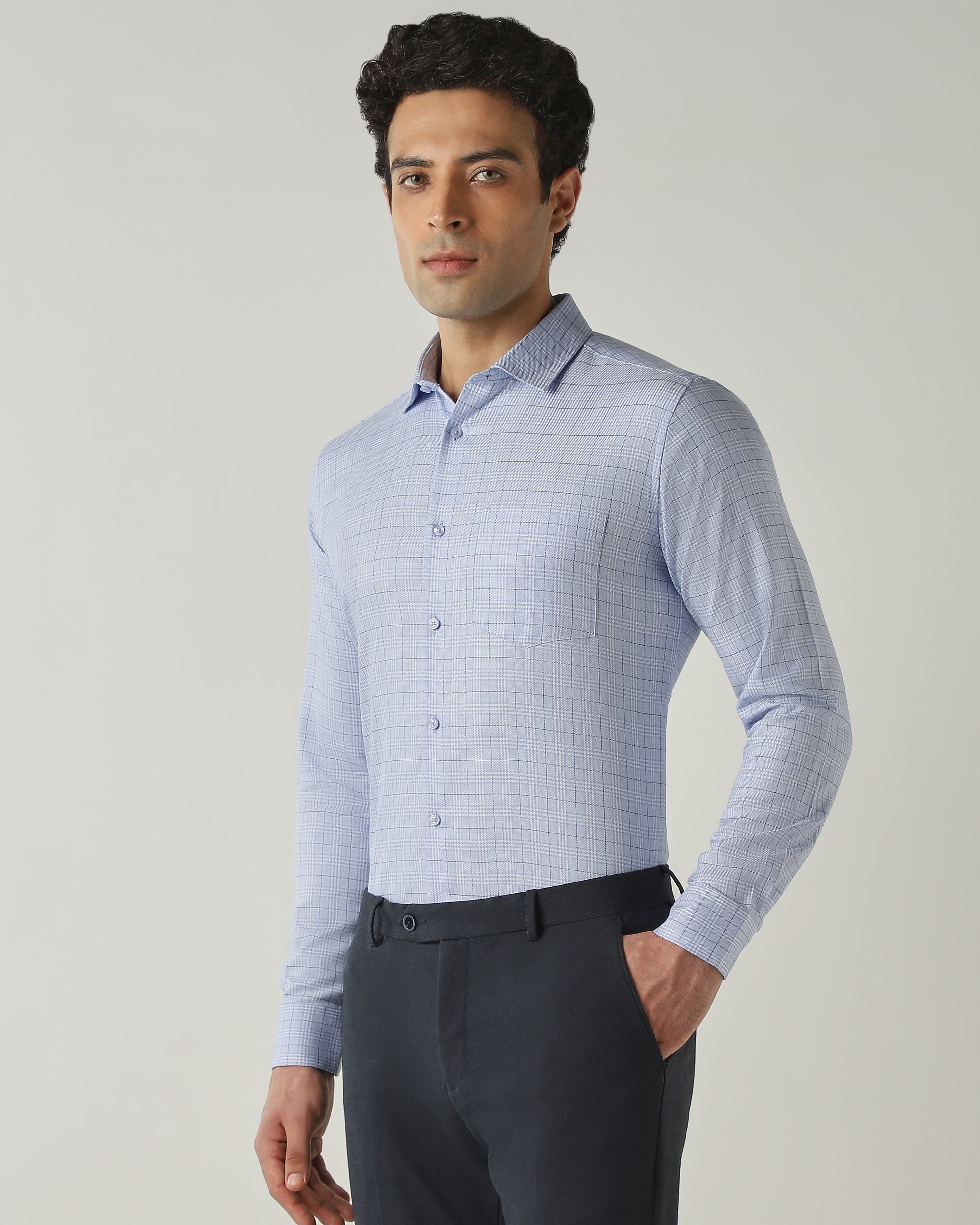 Shirt Blue Slim Fit 100% Cotton