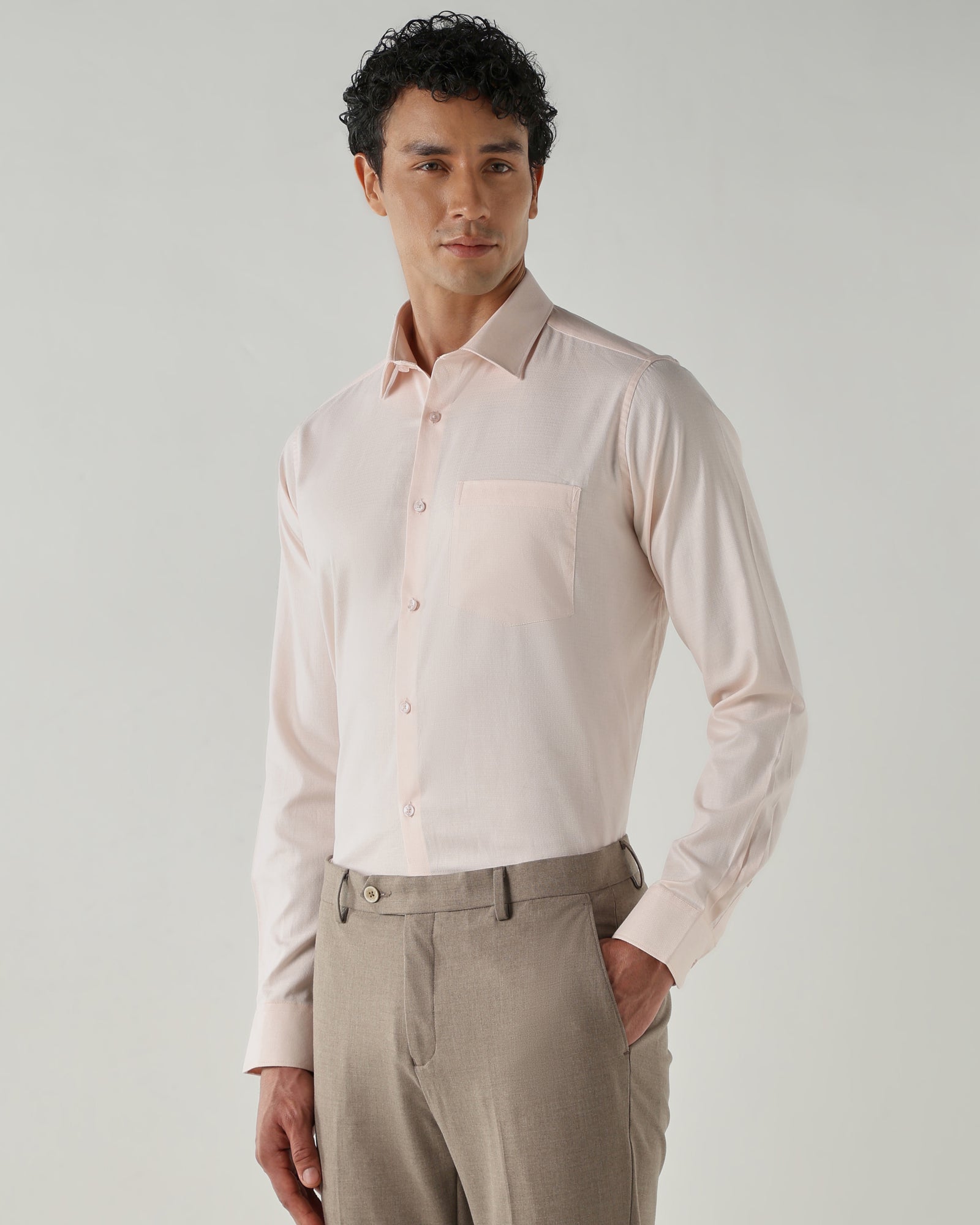 Men Regular Fit Shirts Peach