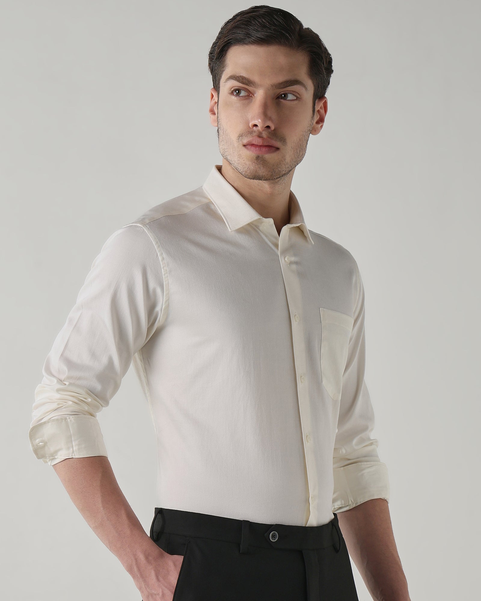 Men Regular Fit Shirt Cream