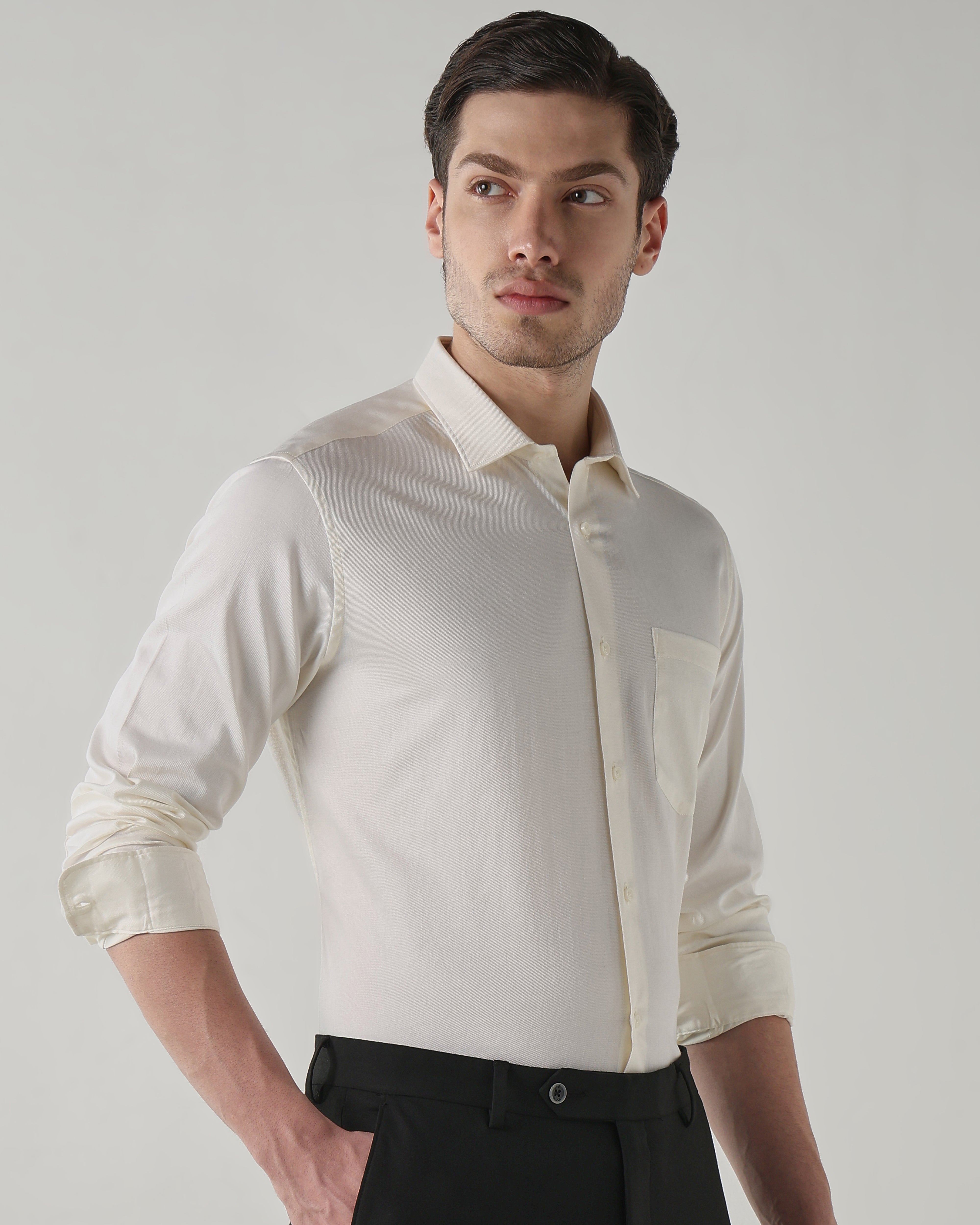 Men Regular Fit Shirt Cream