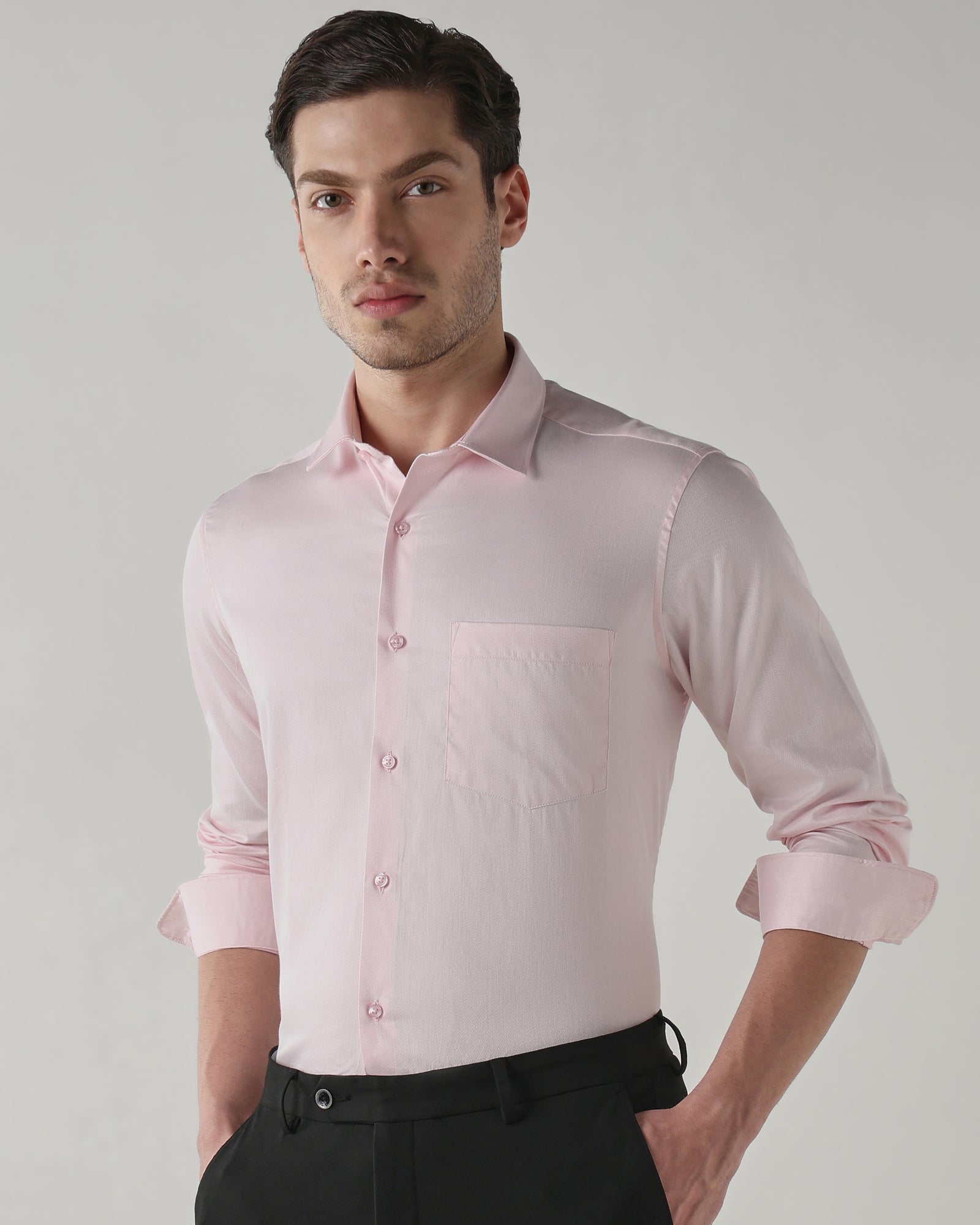 Men Regular Fit Shirt Light Pink