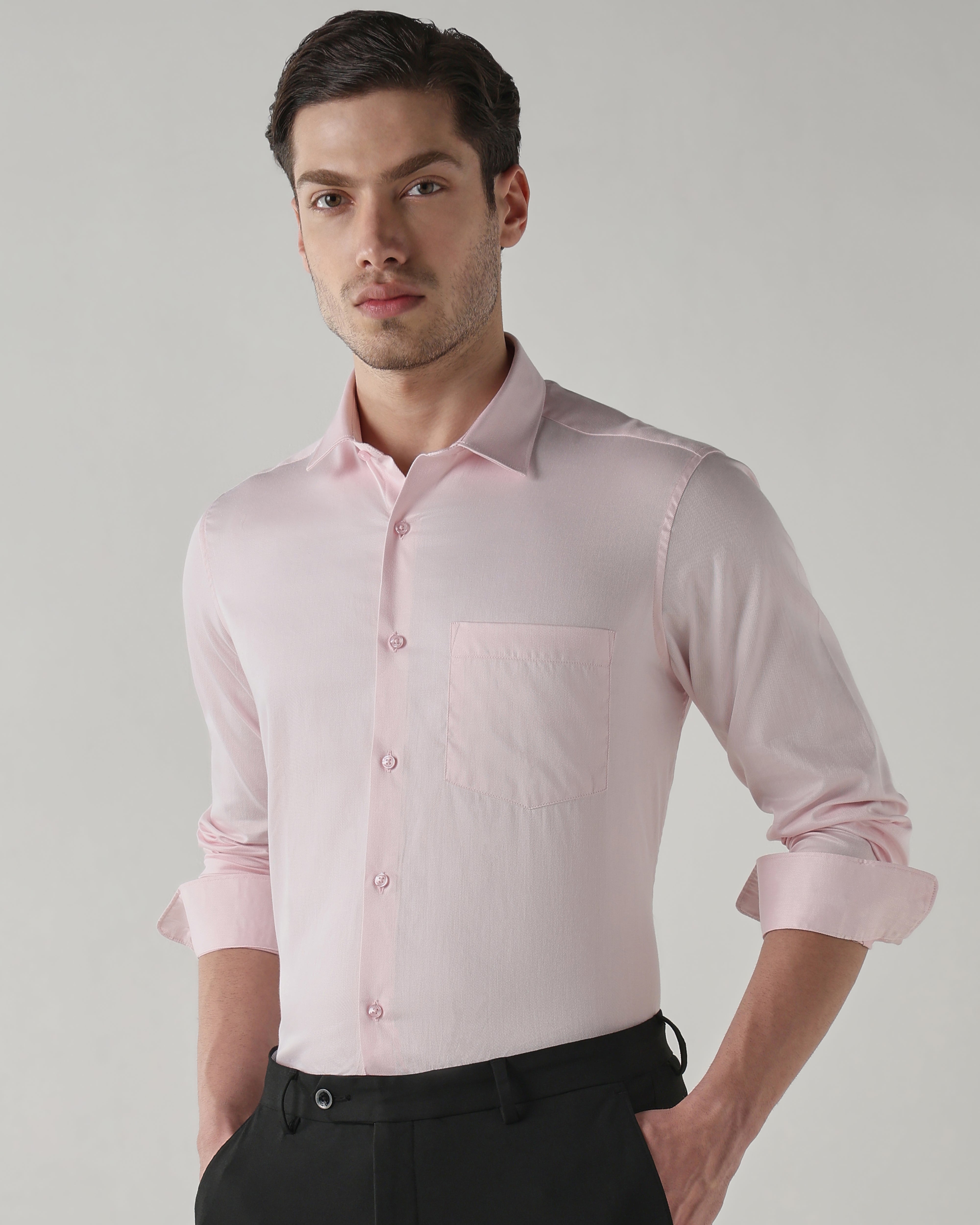 Men Regular Fit Shirt Light Pink