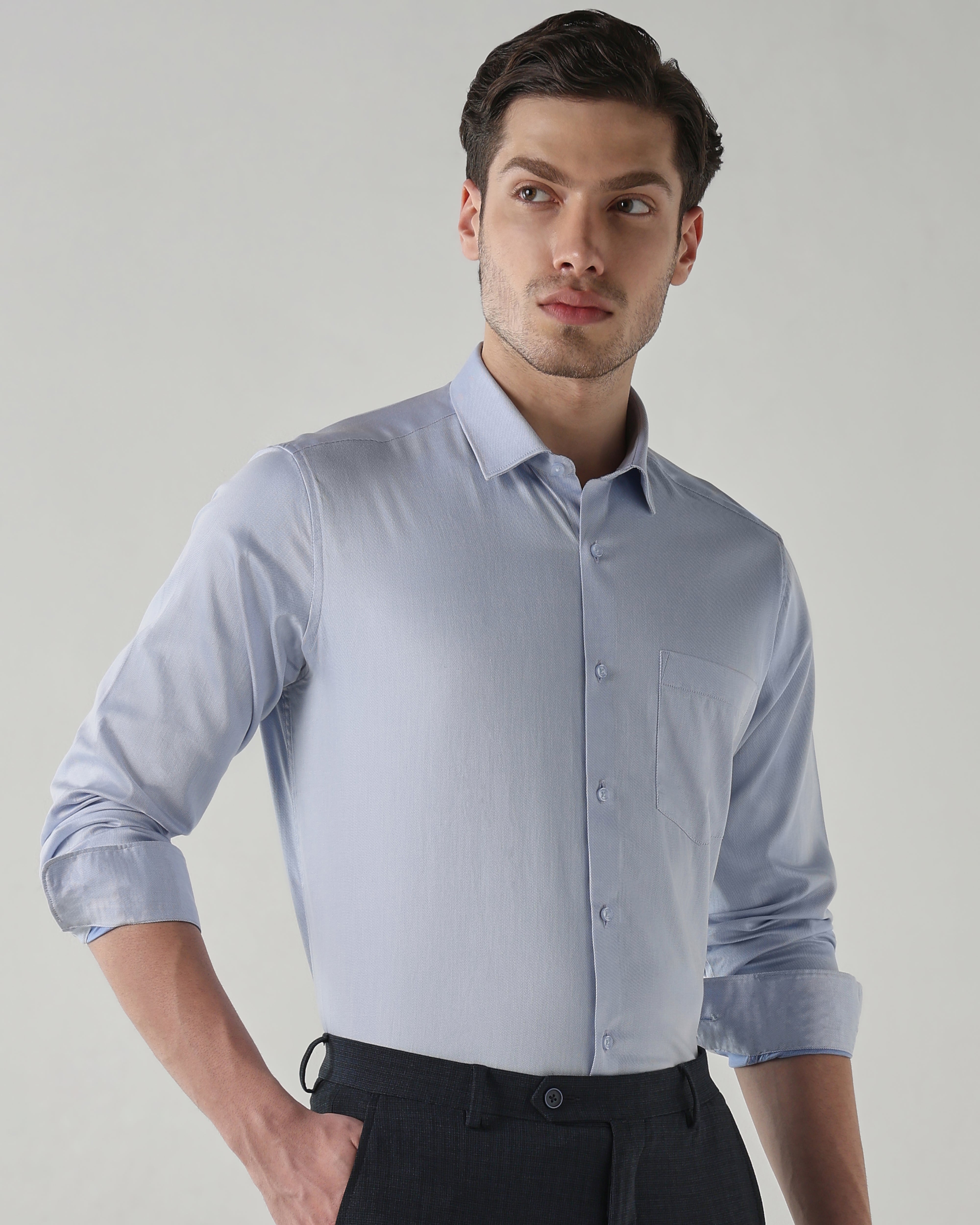 Men Regular Fit Shirt Sky Blue