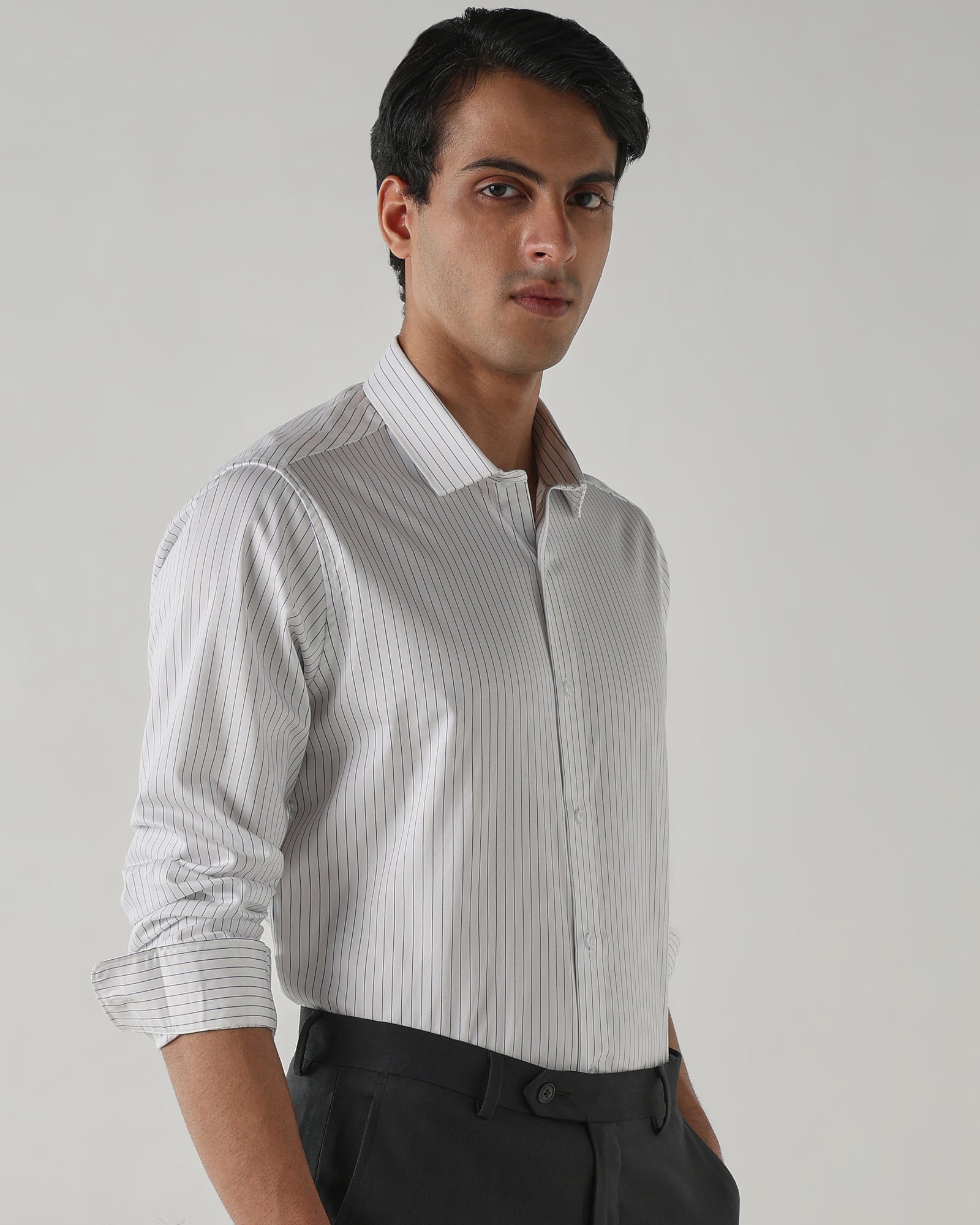 Men Regular Fit Shirt White/Navy