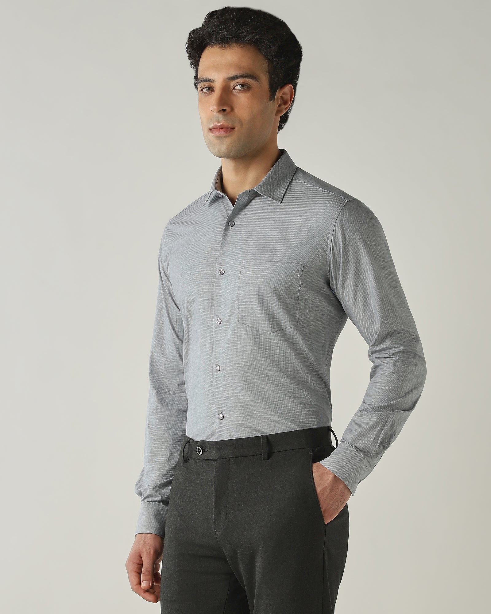 Shirt Grey Slim Fit 100% Cotton