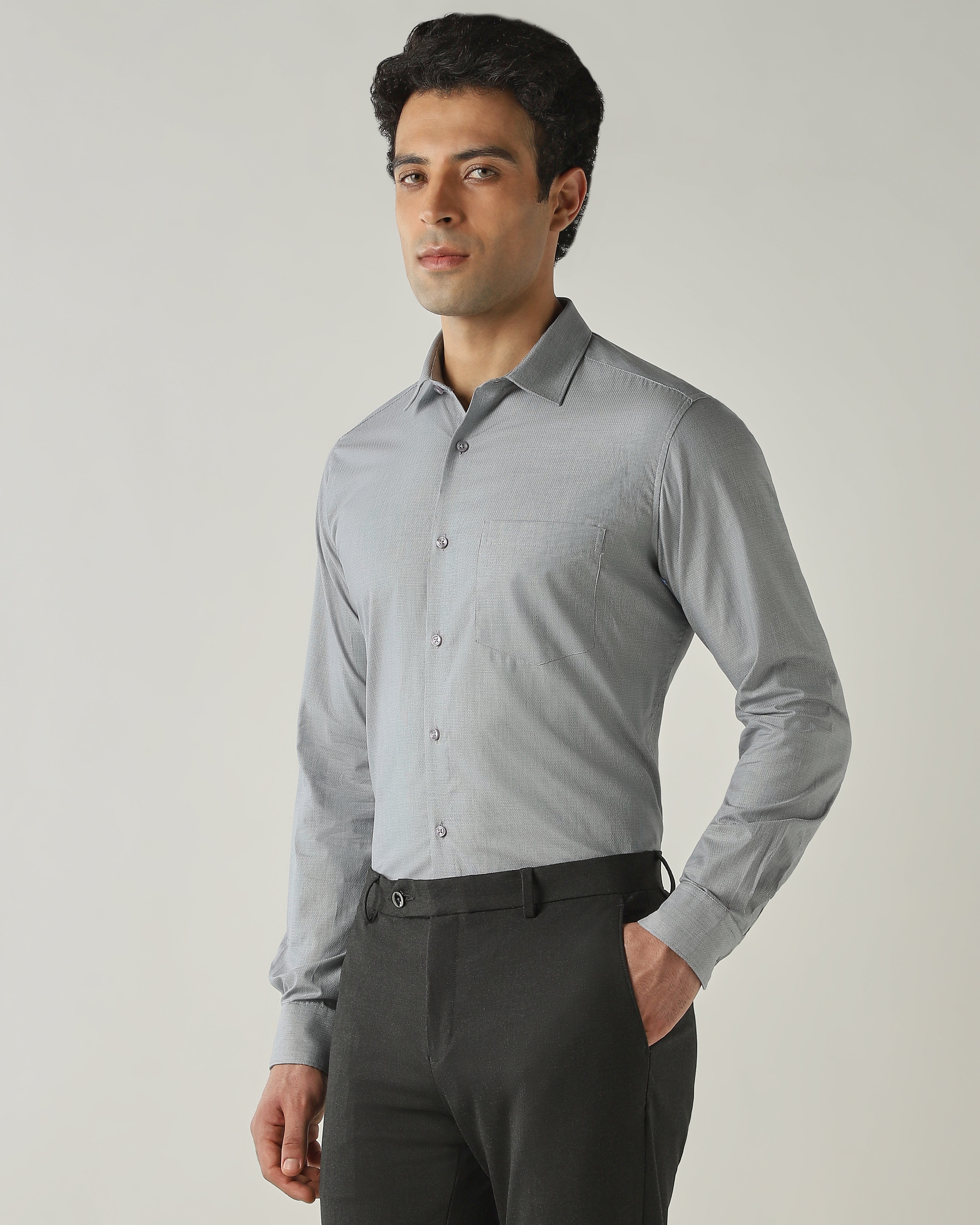 Shirt Grey Slim Fit 100% Cotton
