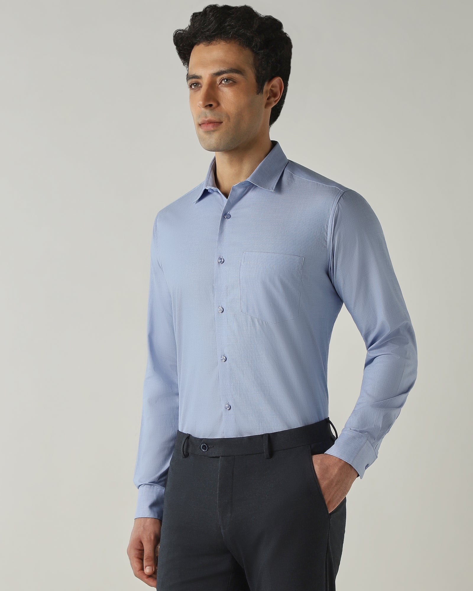 Shirt Navy Slim Fit 100% Cotton